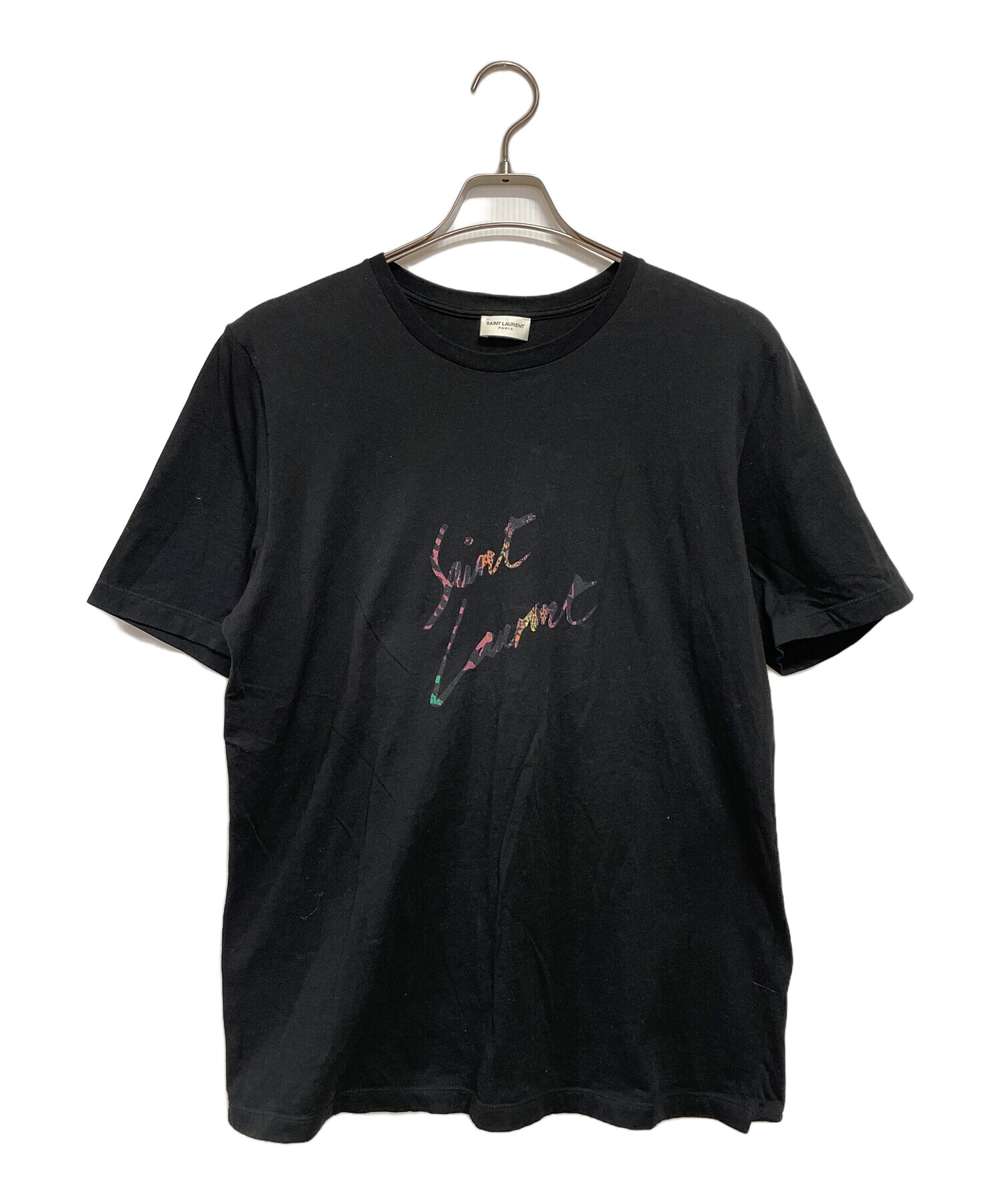 【中古】SAINT LAURENT PARIS 18SS Tシャツ カットソー 半袖 クルーネック ロゴ XS 白 TA87 553438 YBCL2 8486 中古・古着通販】Saint Laurent Paris (サンローランパリ) 半袖