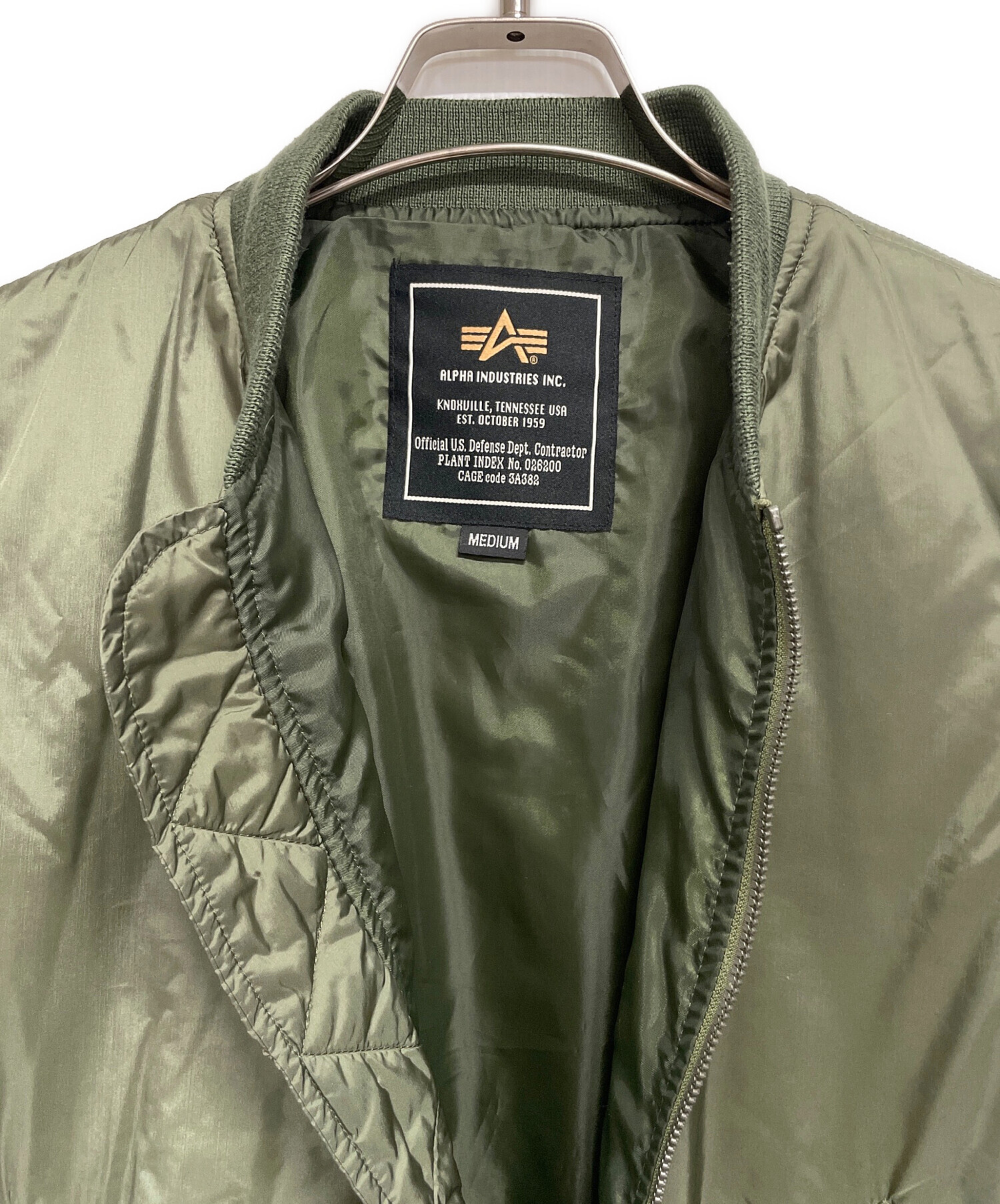 ALPHA MA-1 カーキ L used 中古・古着通販】ALPHA (アルファ) MA-1ジャケット カーキ サイズ:L