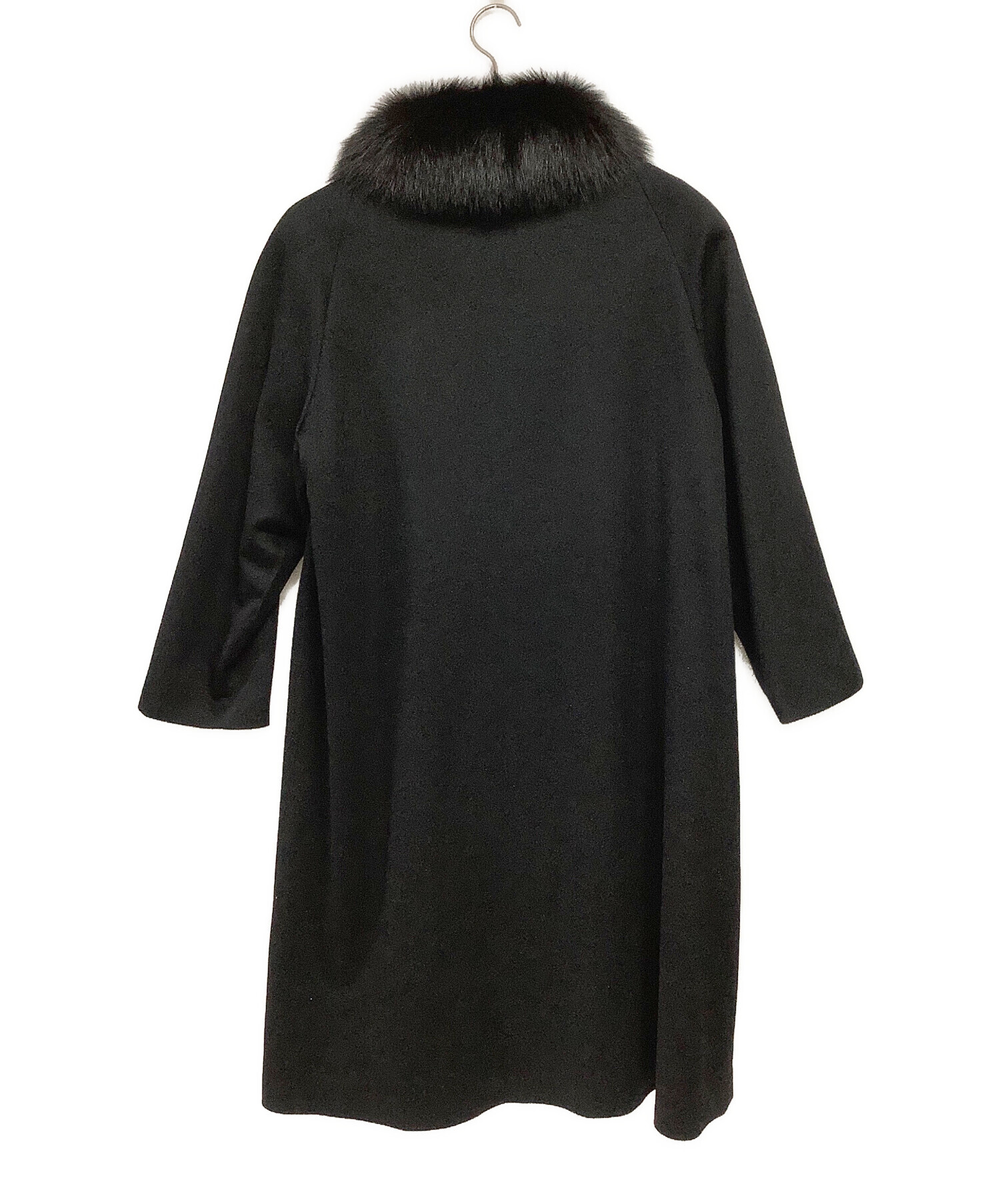 BALMAIN バルマン カシミヤ100% ステンカラー　ロングコート ブラック 中古・古着通販】BALMAIN (バルマン) カシミヤコート ブラック サイズ