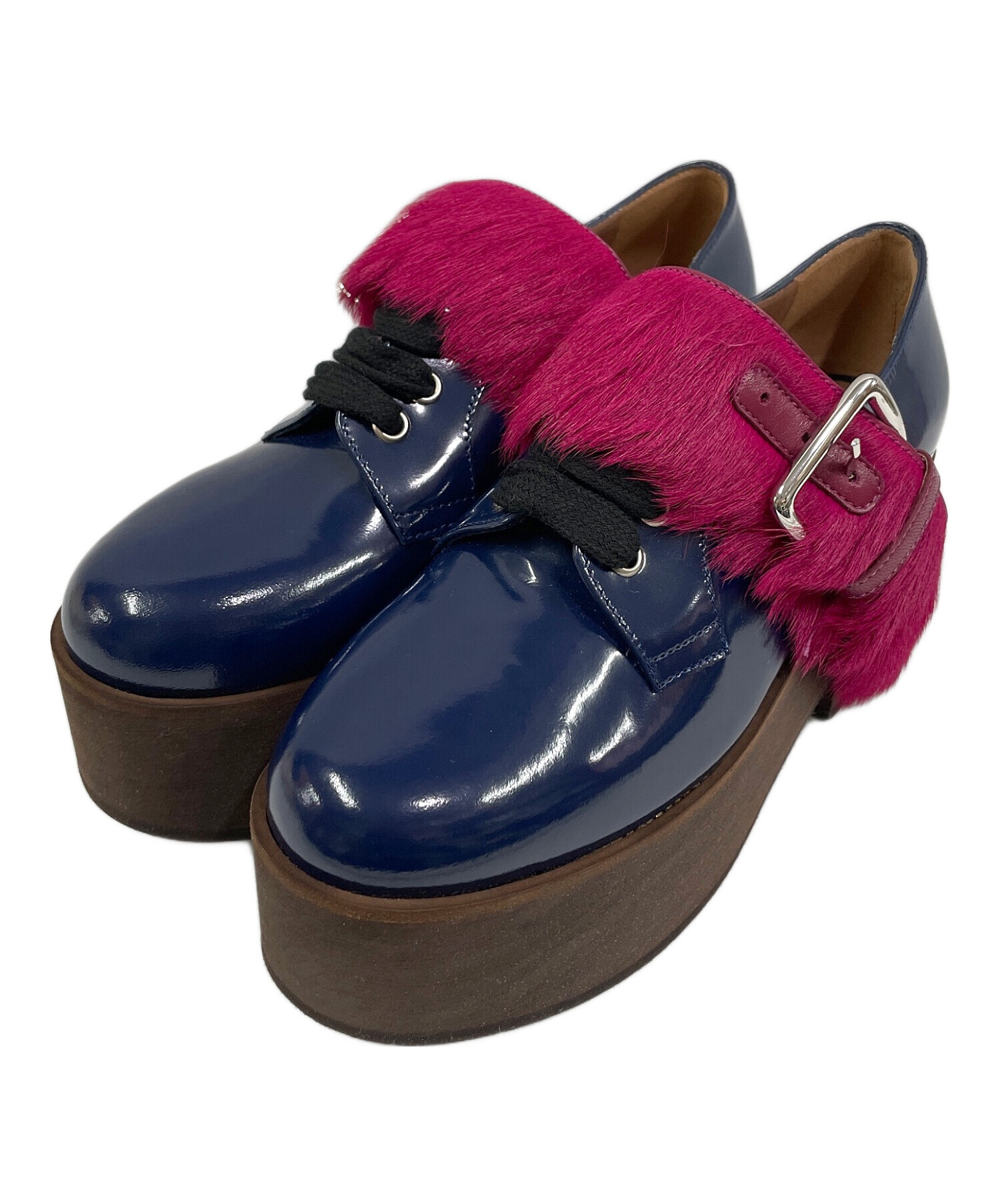 中古・古着通販】MARNI (マルニ) プラットフォームシューズ ネイビー 