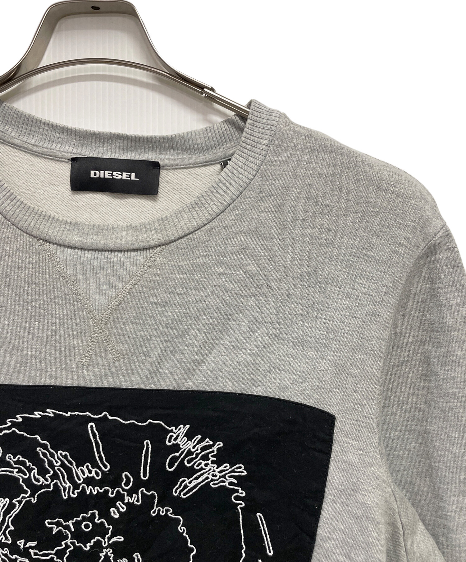 メンズ DIESEL ディーゼル グレー L 長袖 ロンT 新品 タグ付