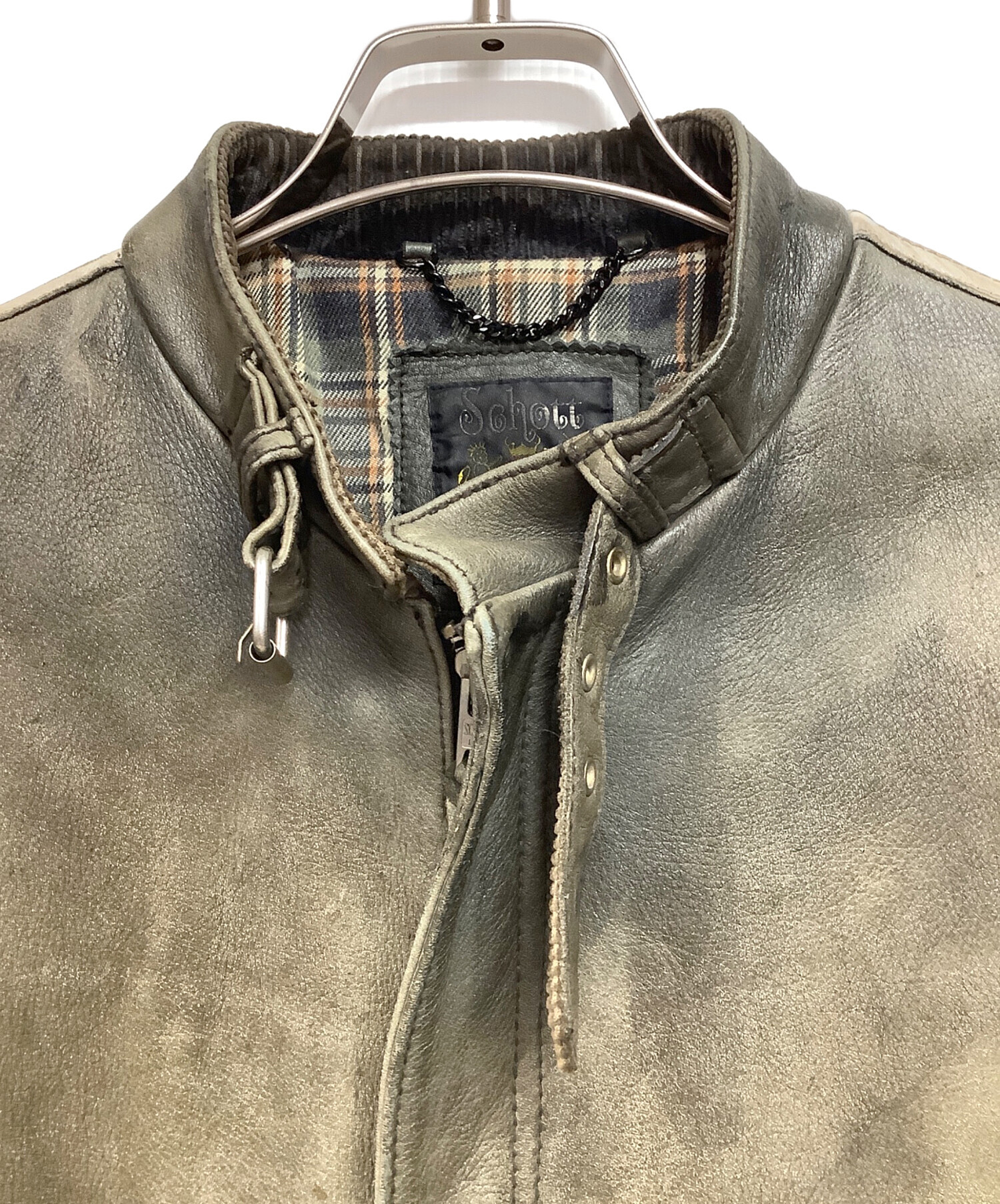 中古・古着通販】Schott (ショット) ライダースジャケット オリーブ