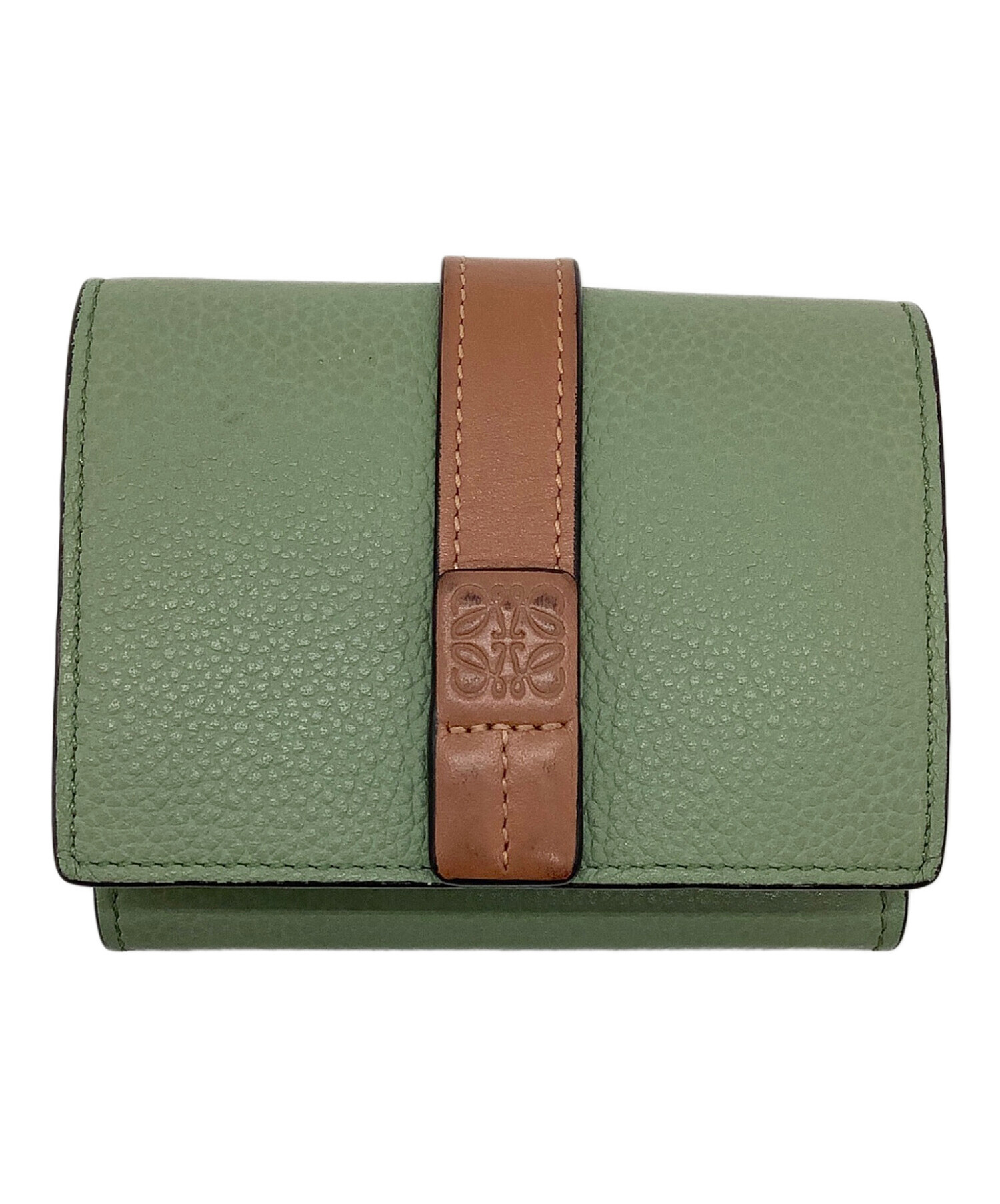 中古・古着通販】LOEWE (ロエベ) 3つ折り財布 グリーン｜ブランド