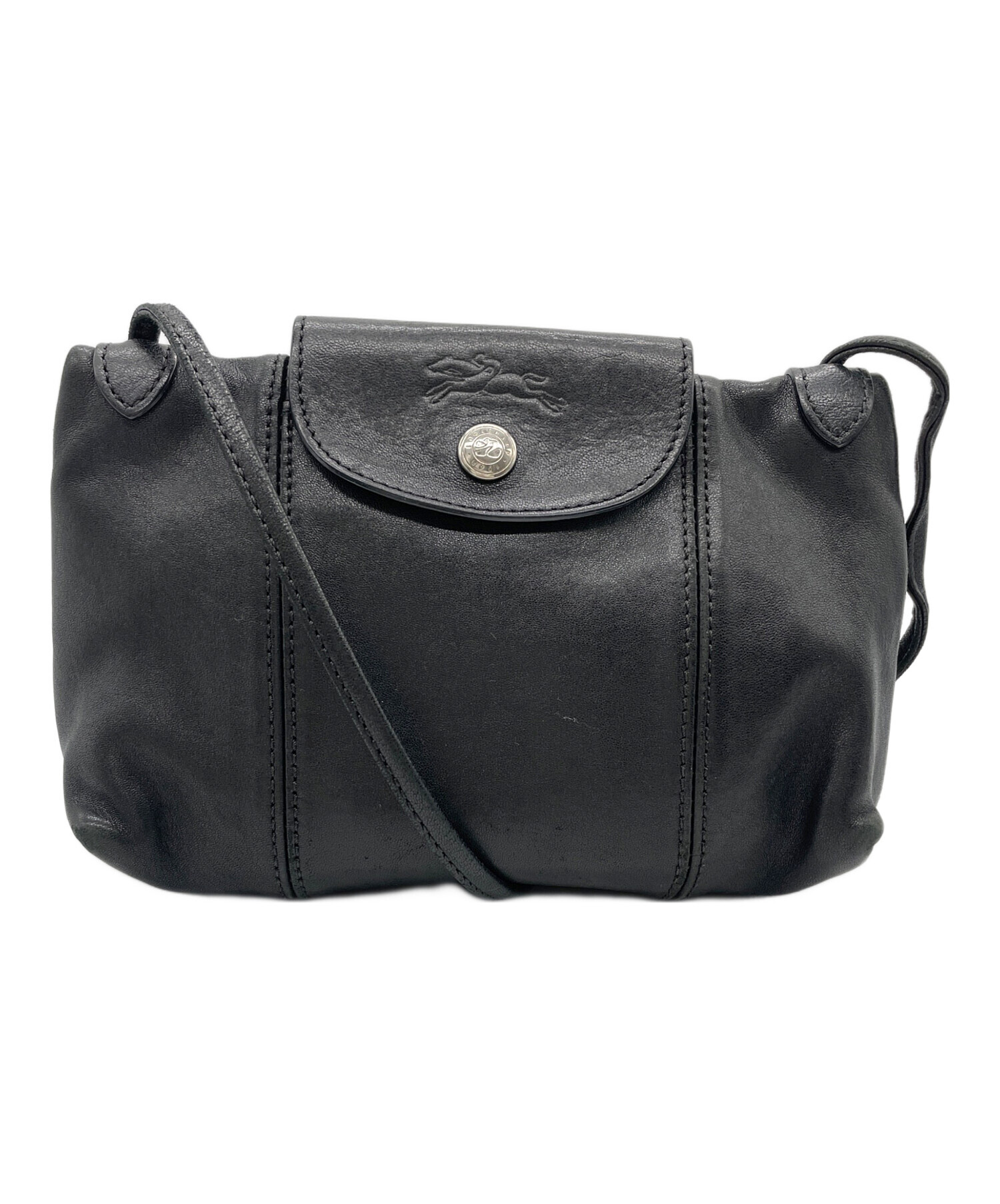 LONGCHAMP ロンシャン ショルダーバッグ  黒 【古着】【中古】【送料無料】 LONGCHAMP - LONGCHAMP ロンシャン ショルダーバッグ 黒 【古着