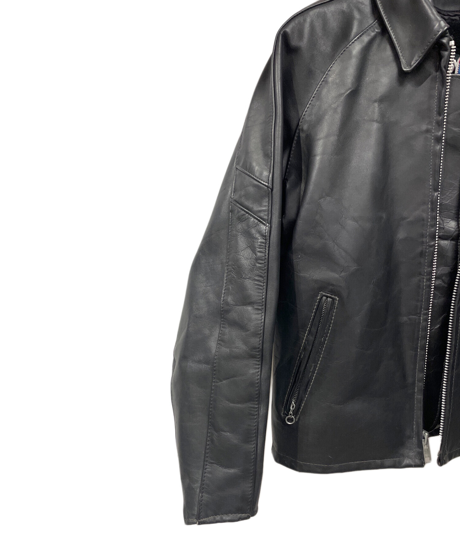Schott レザージャケット用ボアインナーライナー 黒サイズ34革ポケット付 中古・古着通販】Schott (ショット) ボアライナー付レザージャケット