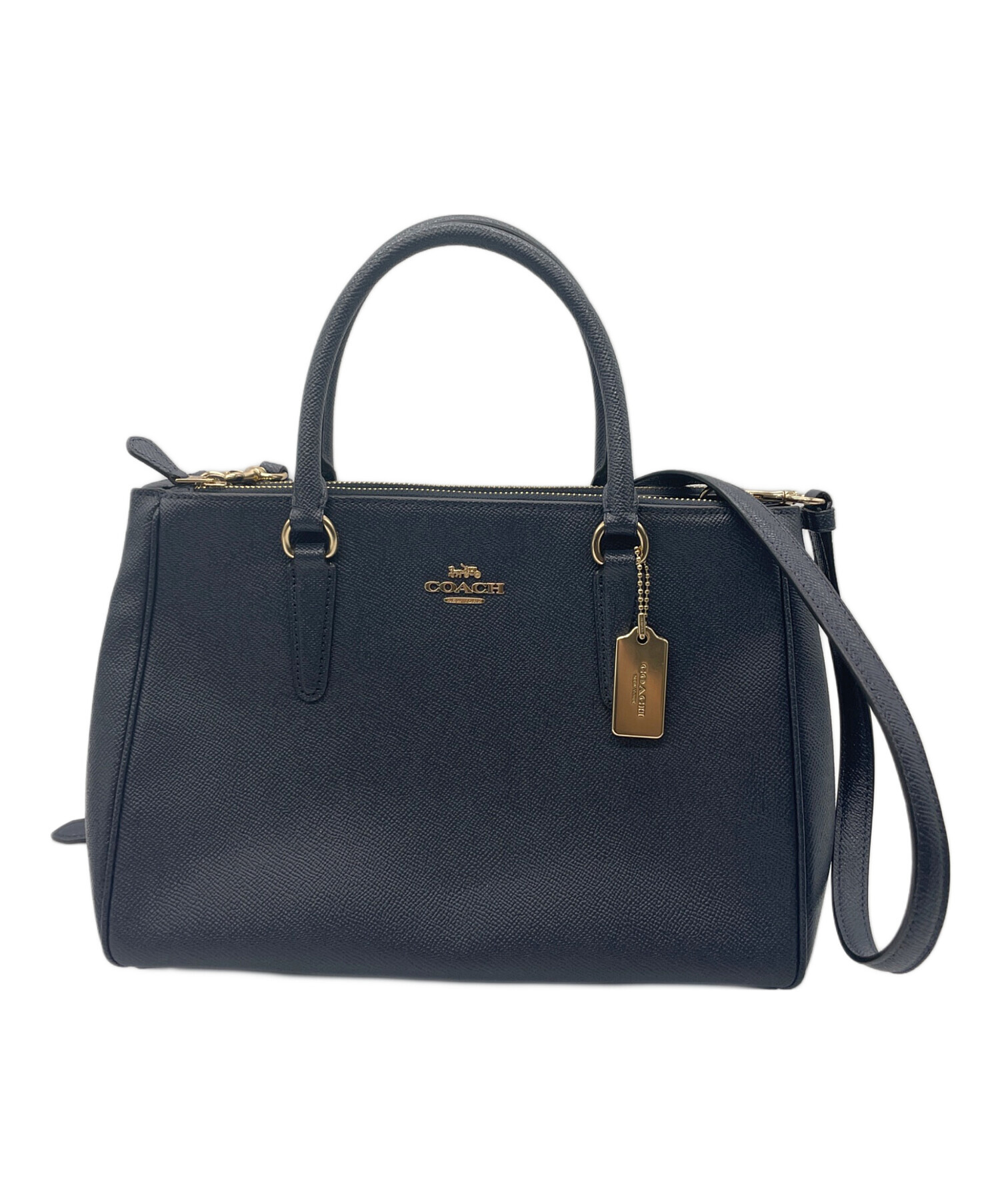 COACHネイビーブルー2way トートバッグ 中古・古着通販】COACH (コーチ) 2WAYバッグ ネイビー｜ブランド・古着