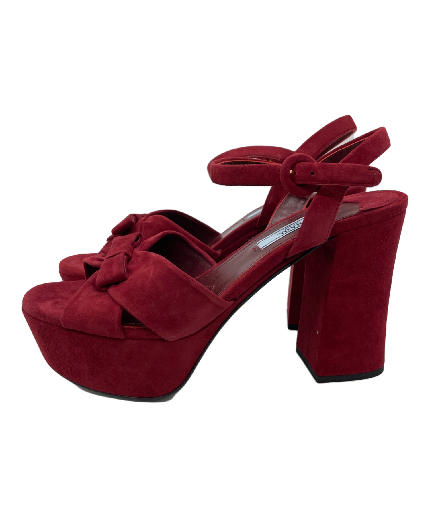 PRADA プラダ ストラップサンダル ベージュ ワインレッド 35.5 中古・古着通販】PRADA (プラダ) ストラップサンダル レッド サイズ:38