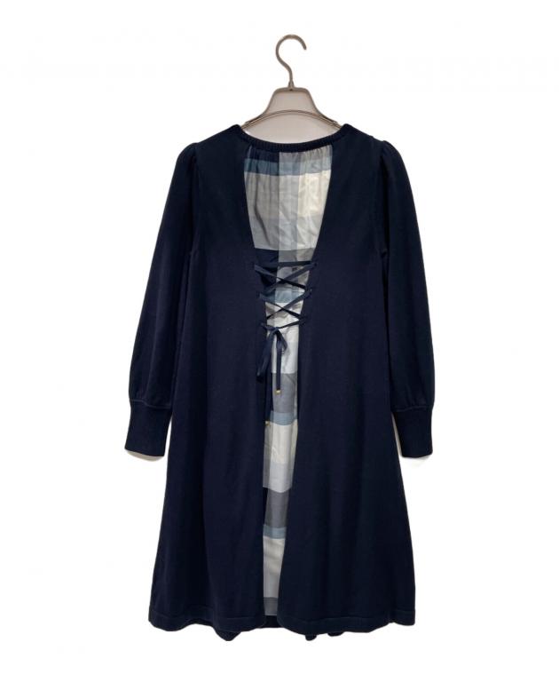 BLUE LABEL CRESTBRIDGE 長袖ワンピース ネイビー・ホワイト ワンピース