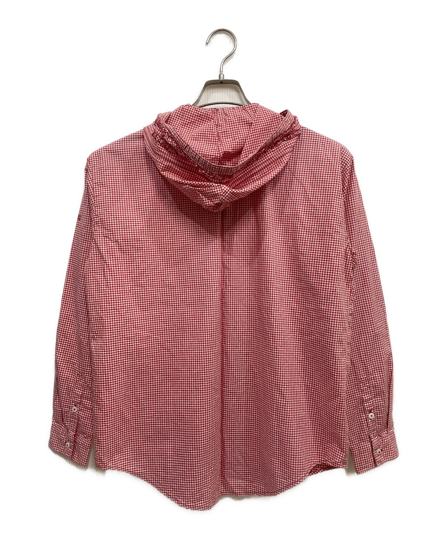 PINK HOUSE ピンクハウス 美品 刺繍入ブラウス 赤 長袖 シャツ 中古・古着通販】PINK HOUSE (ピンクハウス) フーデット長袖ブラウス