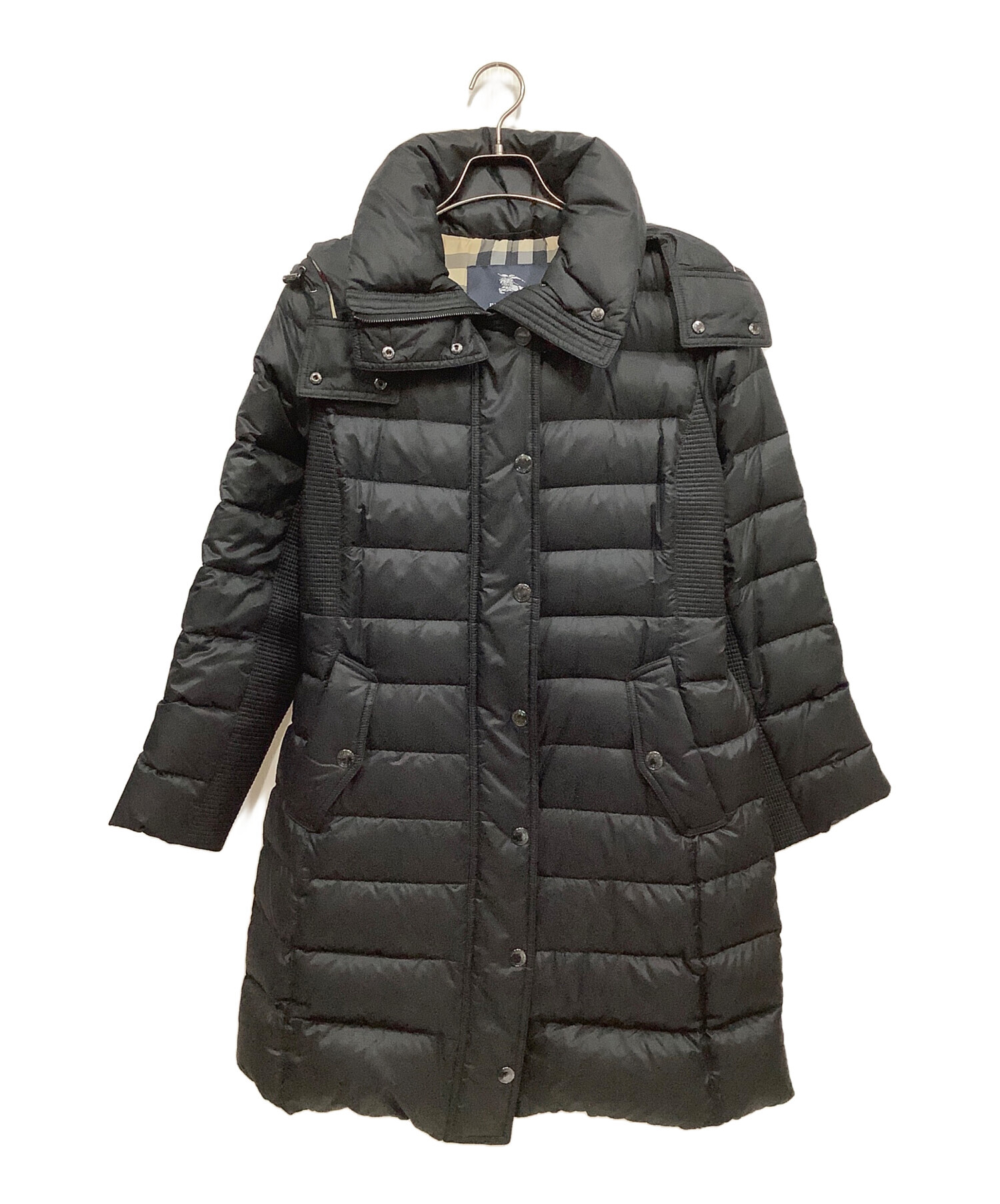 【LL】バーバリーロンドン フーデッドコート ダウンライナー ノバチェック 黒 中古・古着通販】BURBERRY LONDON (バーバリーロンドン) ダウンコート