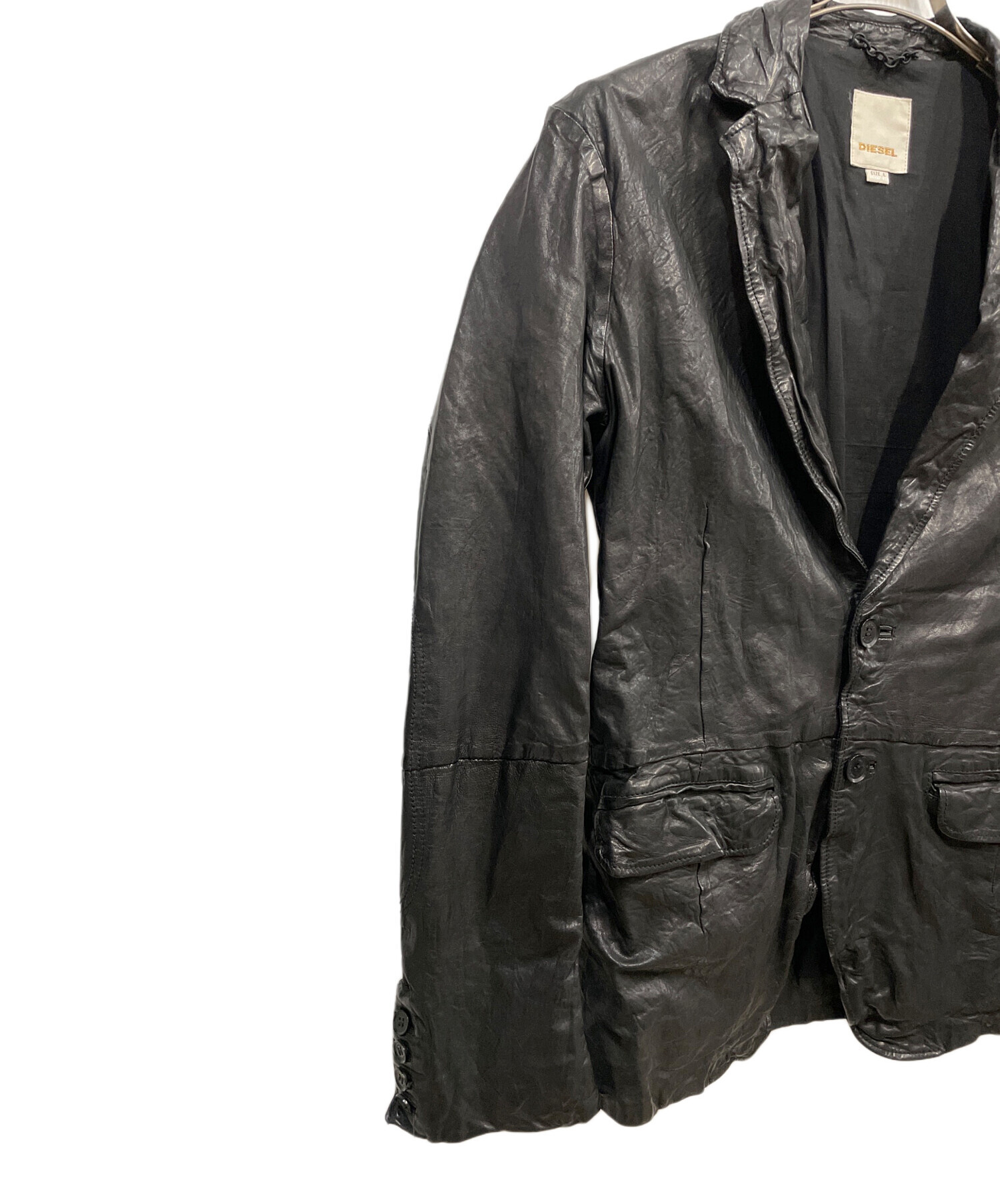DIESEL レザージャケット M ブラック ラムレザー 羊革 中古・古着通販】DIESEL (ディーゼル) ラムレザージャケット ブラック