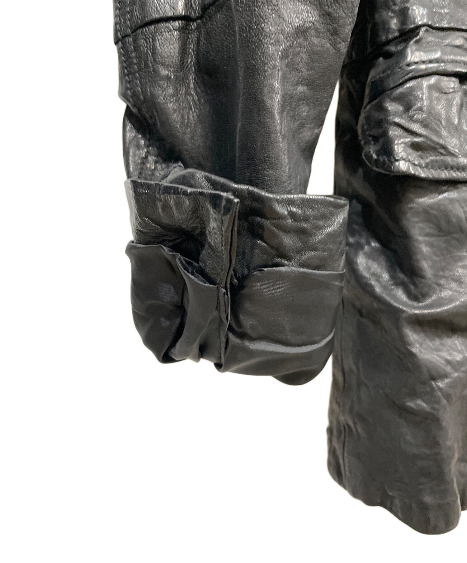 中古・古着通販】DIESEL (ディーゼル) ラムレザージャケット ブラック