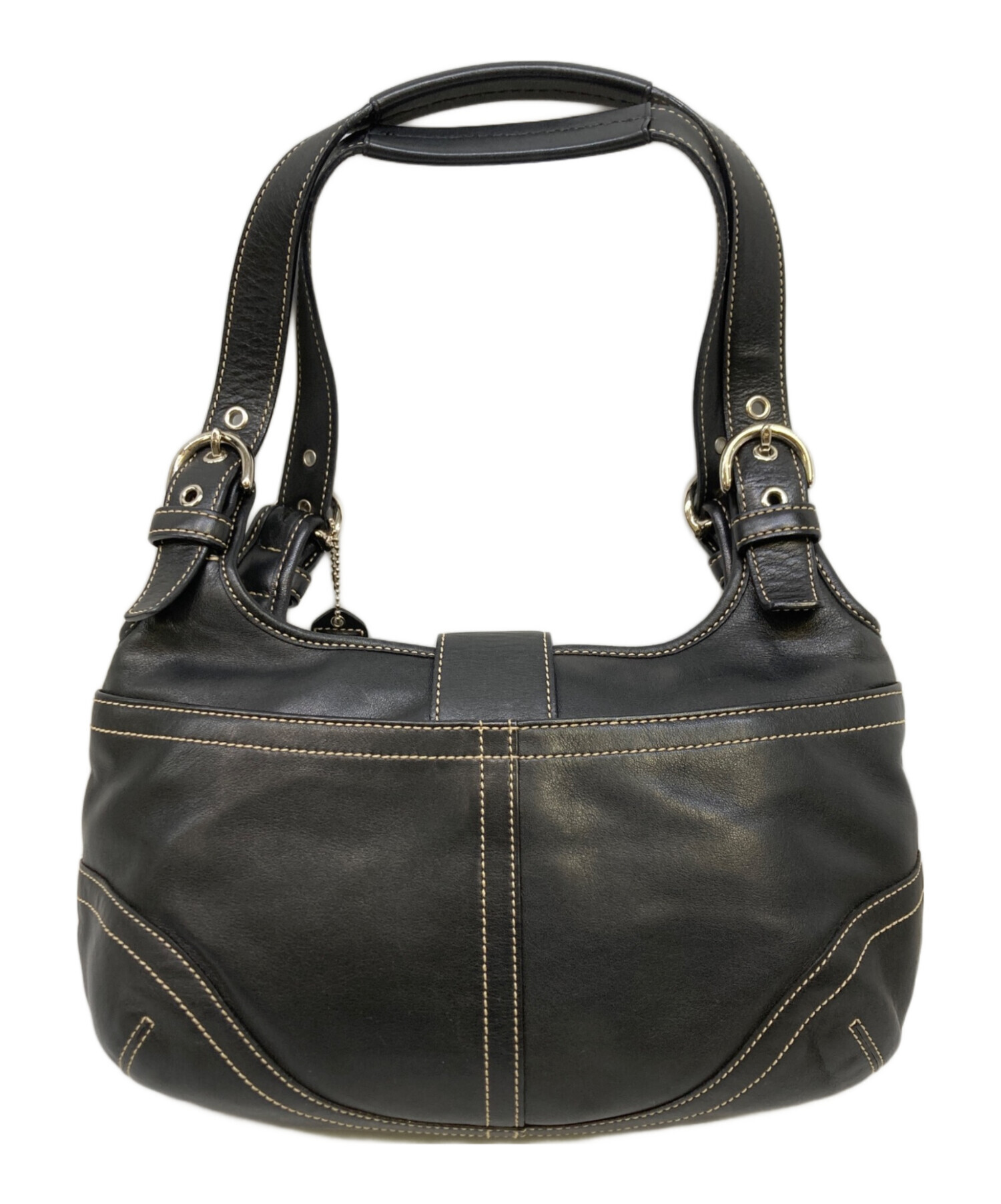 コーチ　ソーホー　レザーハンドバッグ　トートバッグ　ブラック　金具 中古・古着通販】COACH (コーチ) ソーホー レザーバックル ホーボー