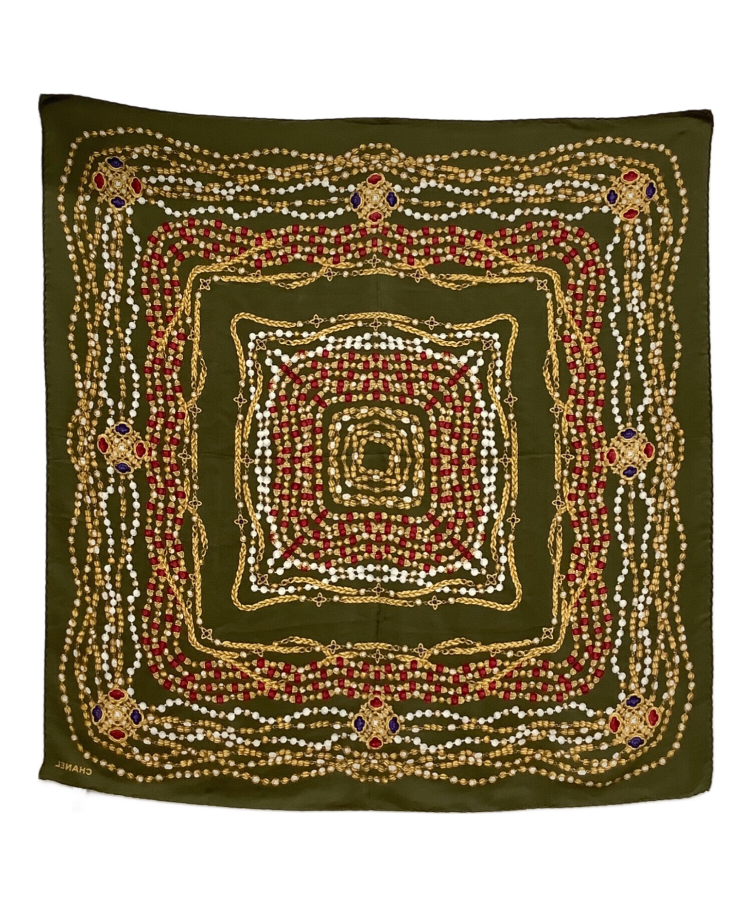 CHANEL 緑色 シルクスカーフ　最終お値下げ 中古・古着通販】CHANEL (シャネル) シルクスカーフ グリーン