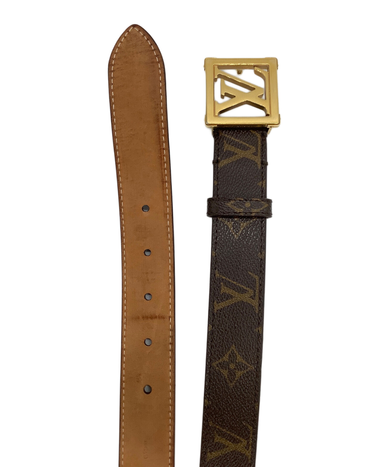 ルイヴィトン モノグラム サンチュール ブラウン シルバー 85サイズ