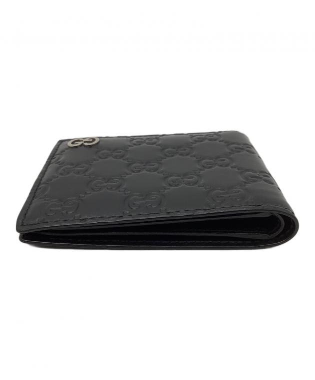 中古・古着通販】GUCCI (グッチ) 2つ折り財布 グッチシマ ブラック