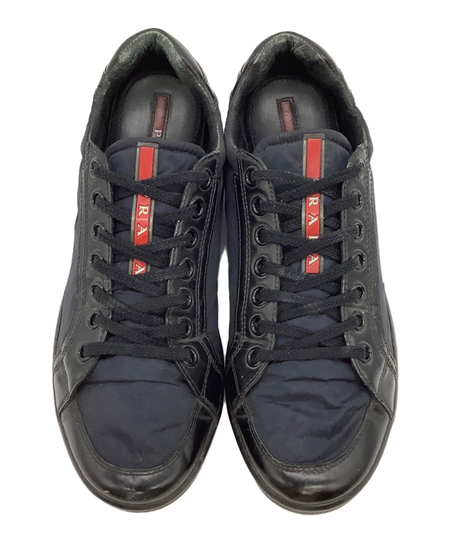 中古・古着通販】PRADA (プラダ) レザースニーカー ブラック サイズ:7