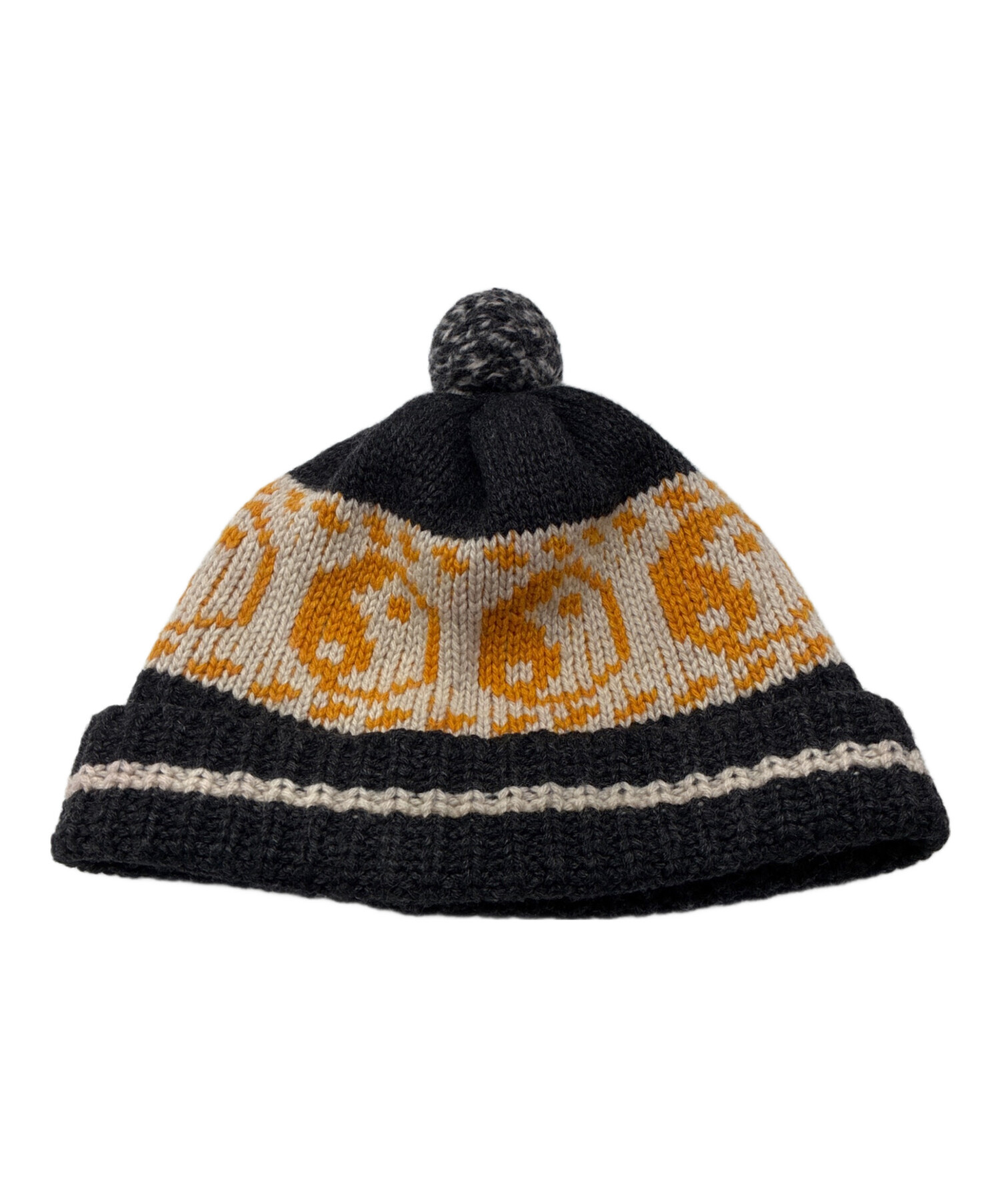 PACS パックス ニットキャップ・ビーニー メンズ 【古着】【中古】 中古・古着通販】PACS (パックス) Ying Yang Pom Beanie オレンジ