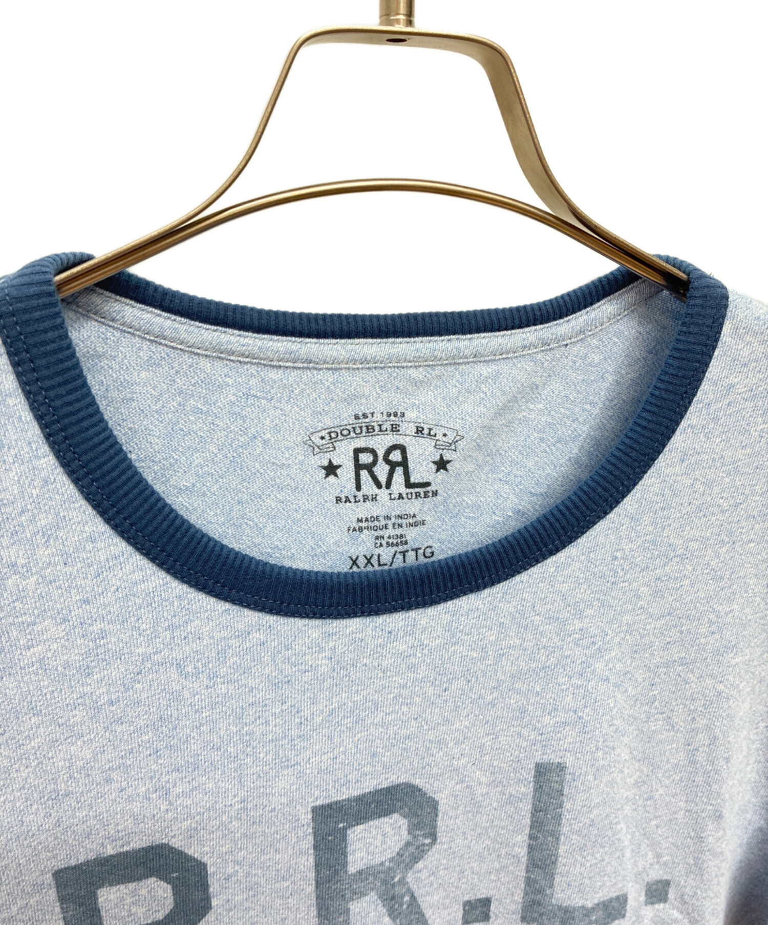 中古・古着通販】RRL (ダブルアールエル) ロゴジャージーリンガーT 