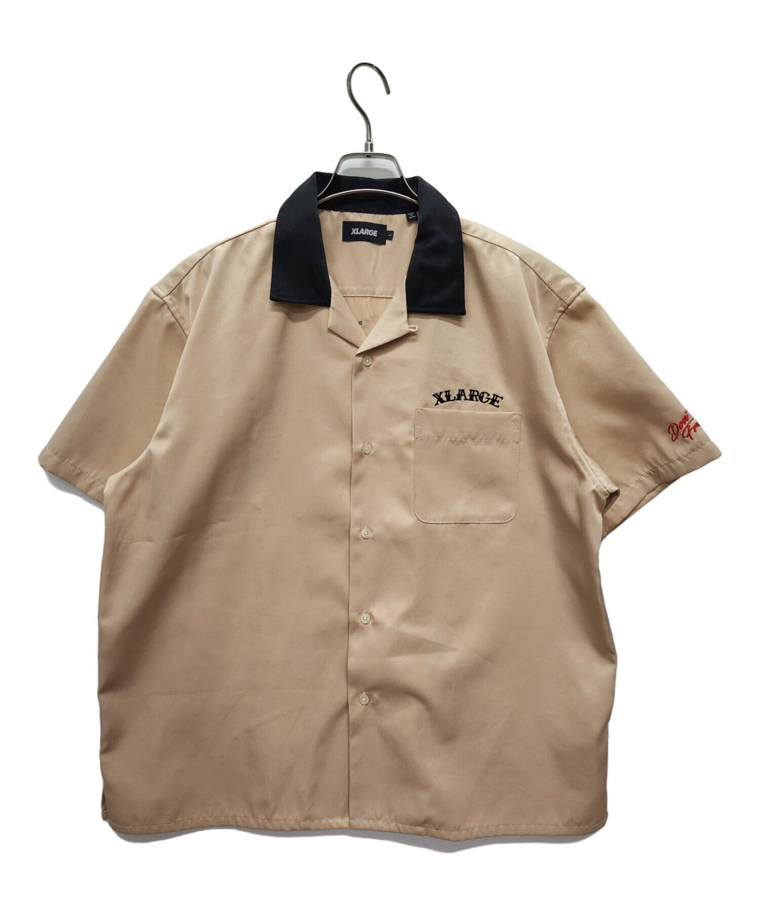 50s ミリタリー　半袖シャツ　ユーロ　ベージュ　雰囲気　EURO 古着　ｌ L/古着 半袖 ビンテージ ミリタリー シャツ メンズ 50s ベージュ