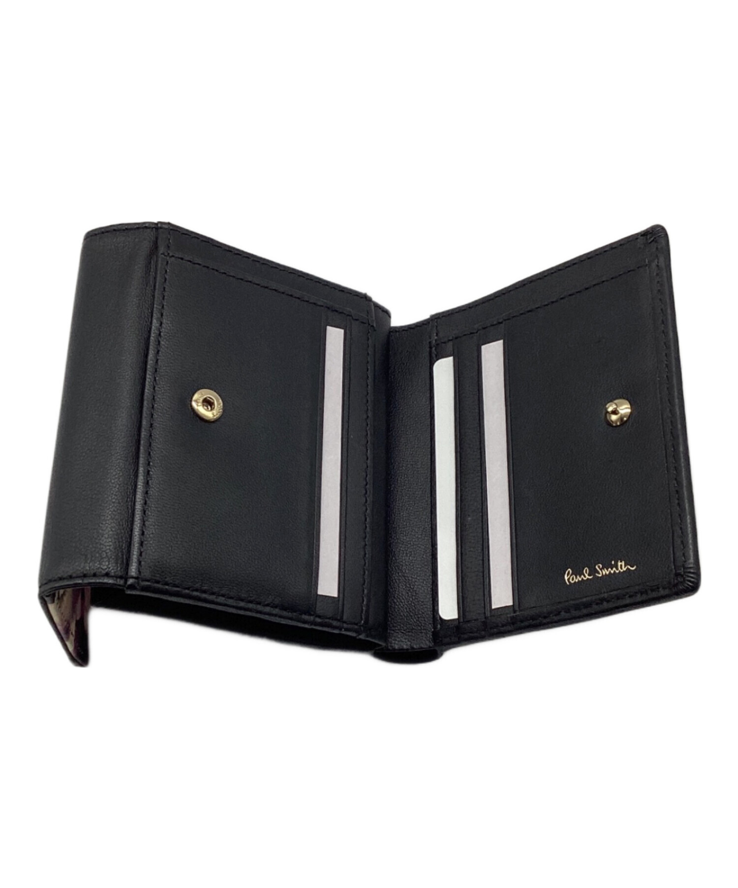 Paul Smith ポールスミス 中古美品 イタリア製 折り財布 レア柄 黒 Paul Smith ポールスミス 中古美品 イタリア製 折り財布 レア柄 黒