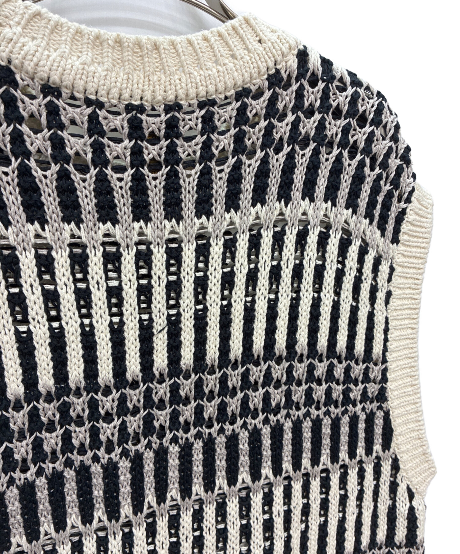 中古・古着通販】BATONER (バトナ―) MIX YARN CREW NECK VEST ホワイト 