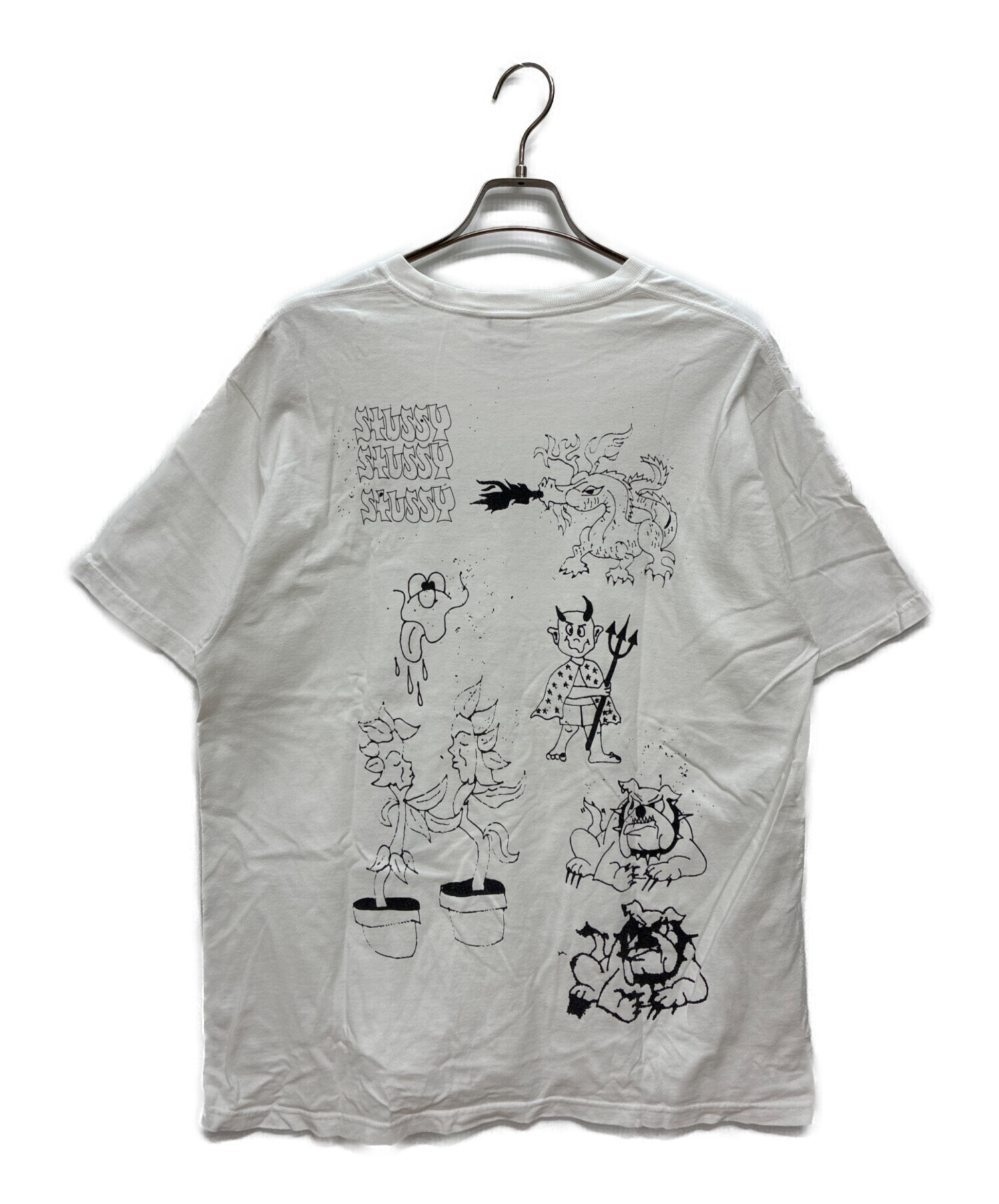 ステューシーSTUSSY×CPFM 限定コラボ ラスタ プリントTシャツ 白 L 中古・古着通販】stussy (ステューシー) プリントTシャツ ホワイト
