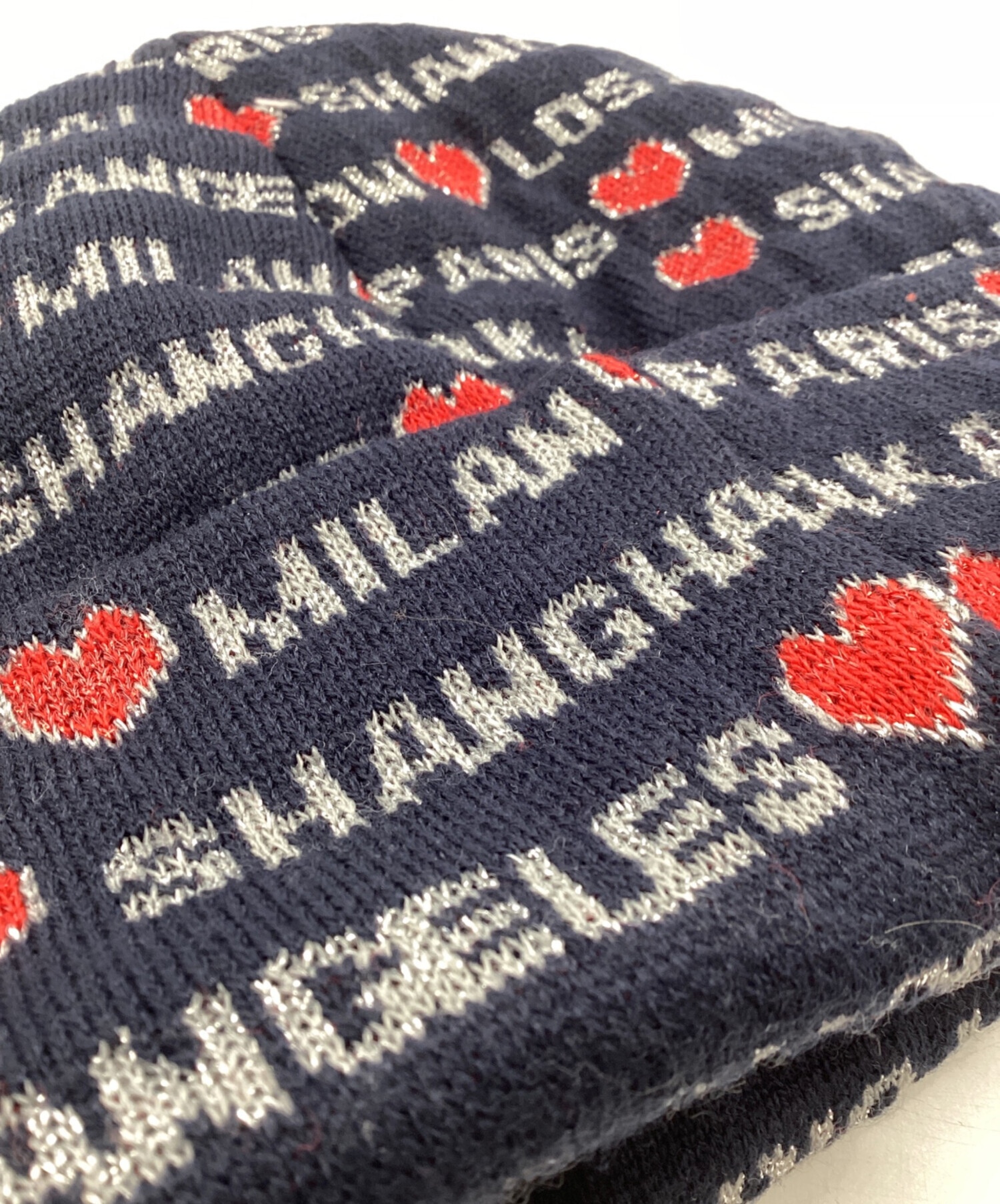 中古・古着通販】Supreme (シュプリーム) ニット帽 ネイビー×レッド