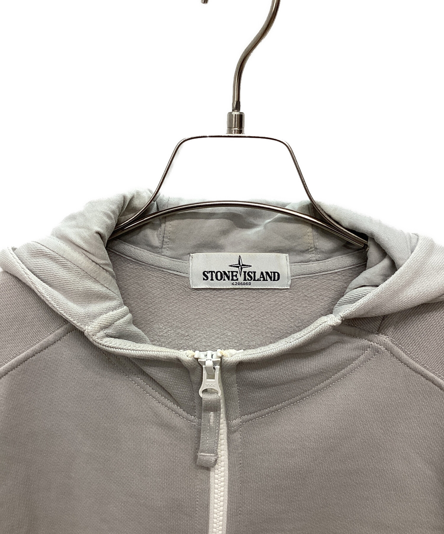 Stone  フルジップパーカー ライトグレー 中古・古着通販】STONE ISLAND (ストーンアイランド) ジップパーカー