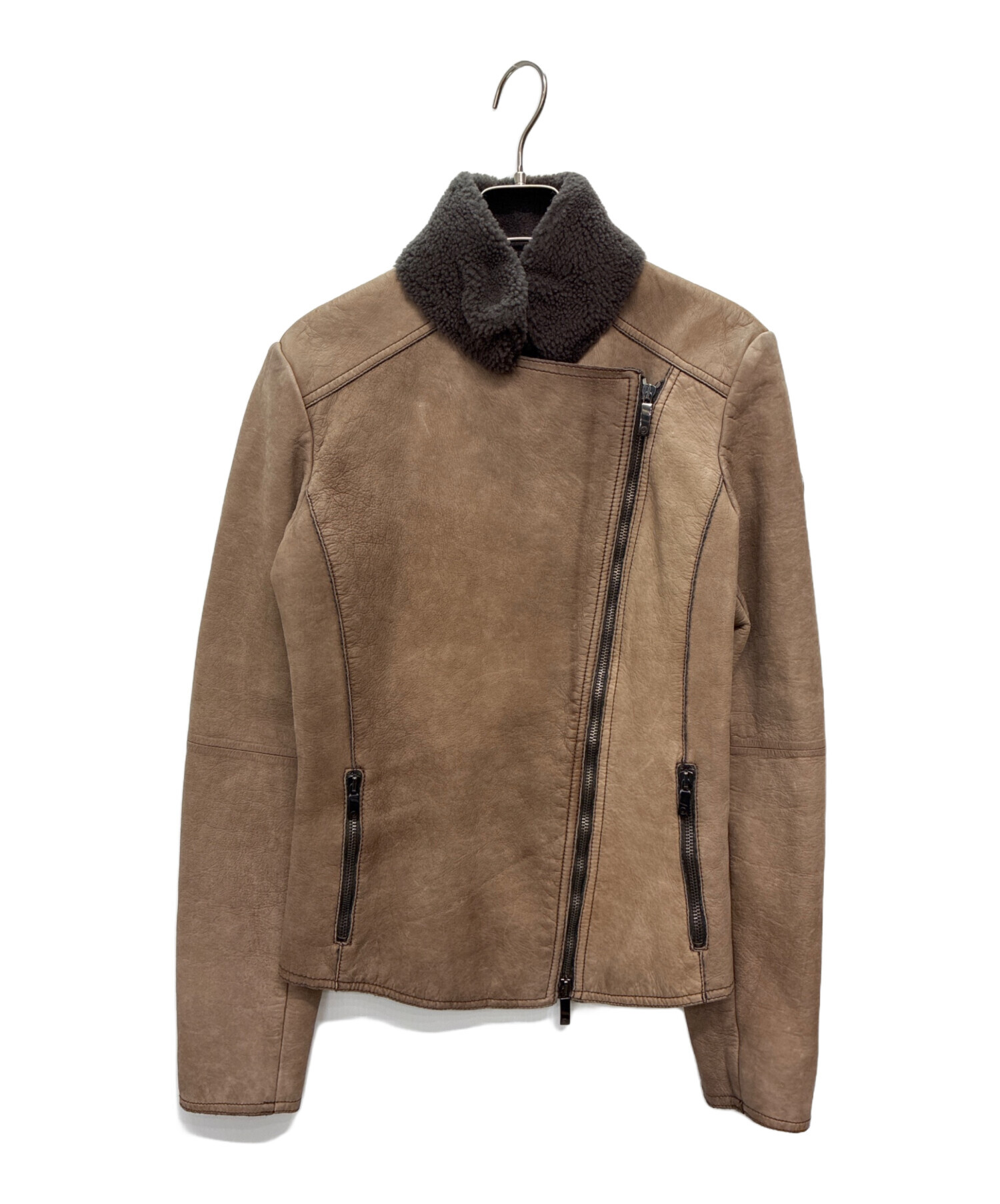 アルマーニ　ARMANI　シングルライダース　レザー　ジャケット　M ブラウン 中古・古着通販】ARMANI JEANS (アルマーニジーンズ) ゴートレザー