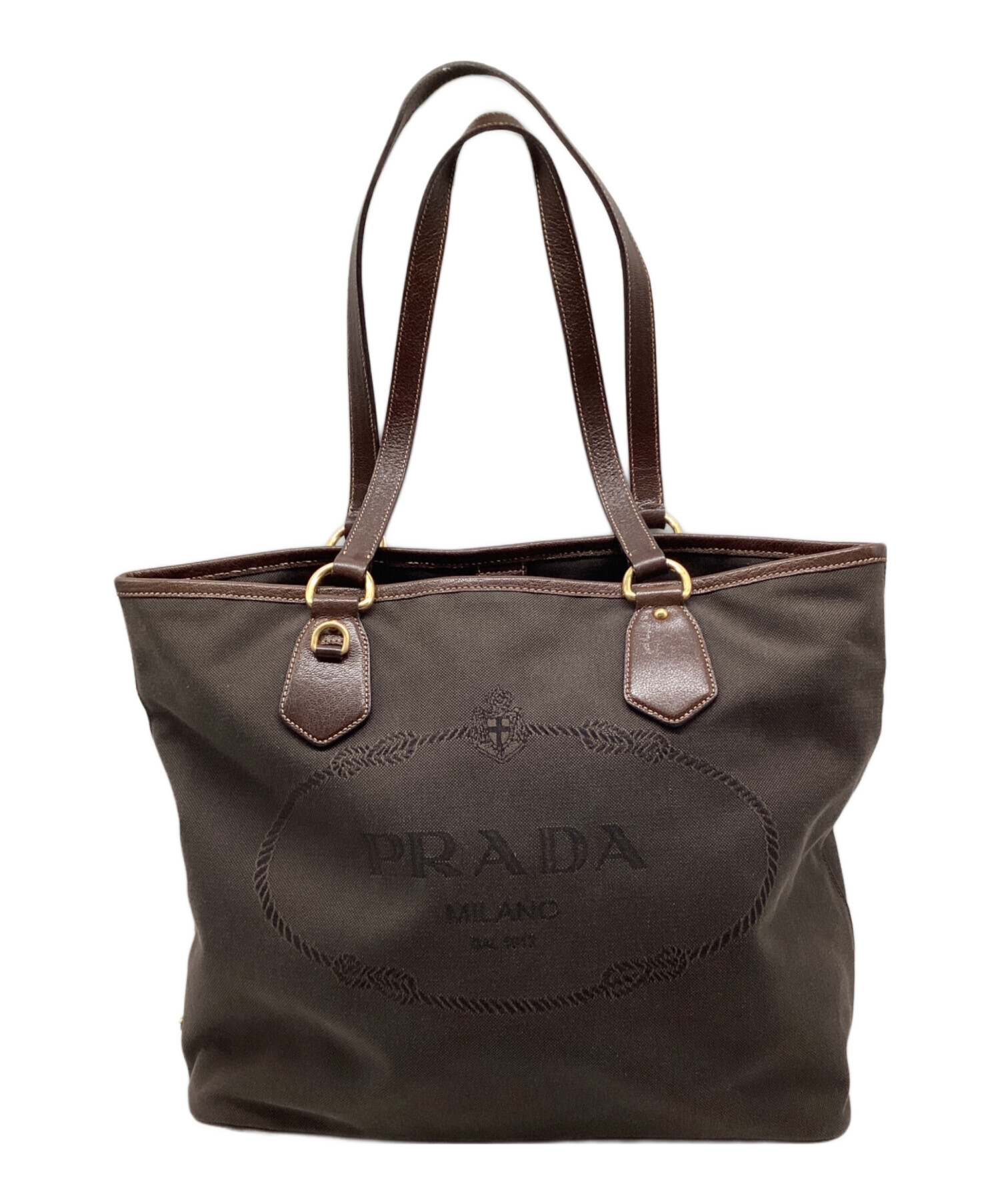 中古・古着通販】PRADA (プラダ) キャンバストートバッグ ブラウン 