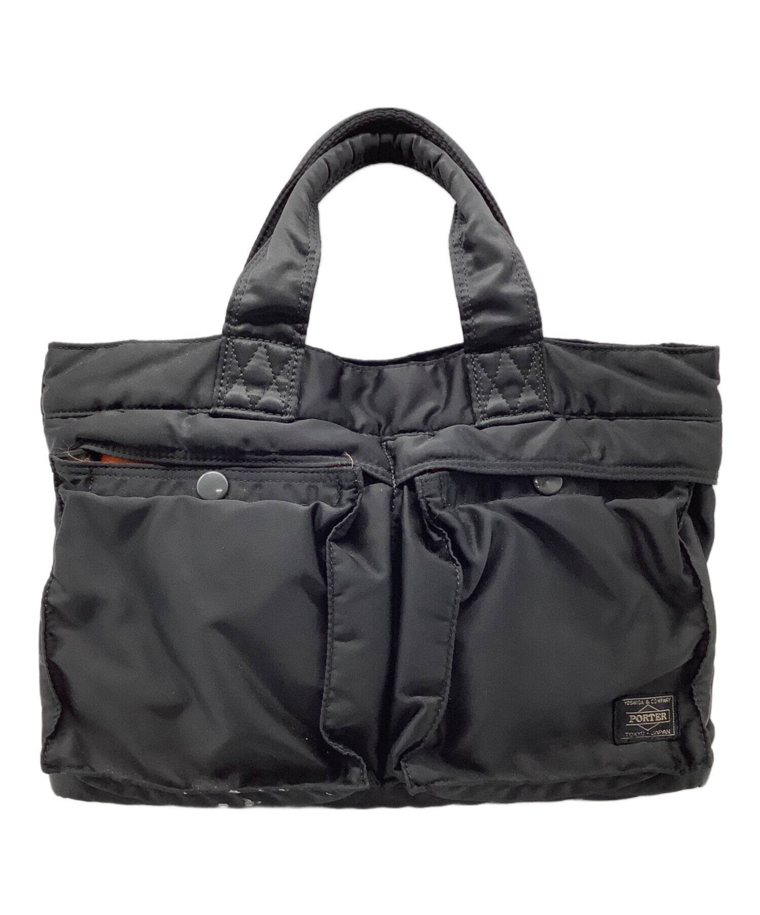 中古・古着通販】PORTER (ポーター) ハンドバッグ ブラック×オレンジ