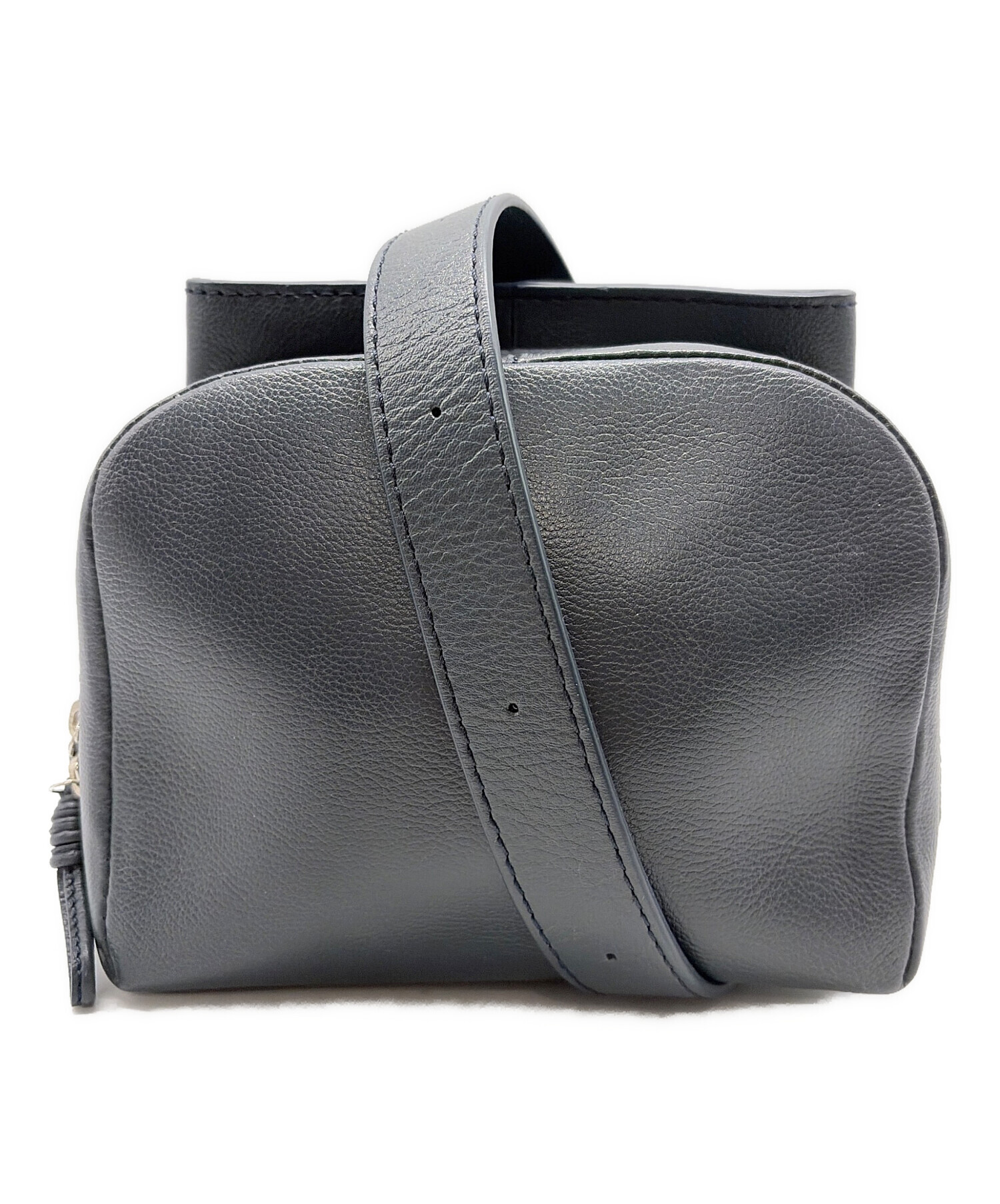 マザーハウス ショルダーバッグ メッセンジャーバッグ チャコールグレー 革 中古・古着通販】MOTHERHOUSE (マザーハウス) レザーショルダーバッグ