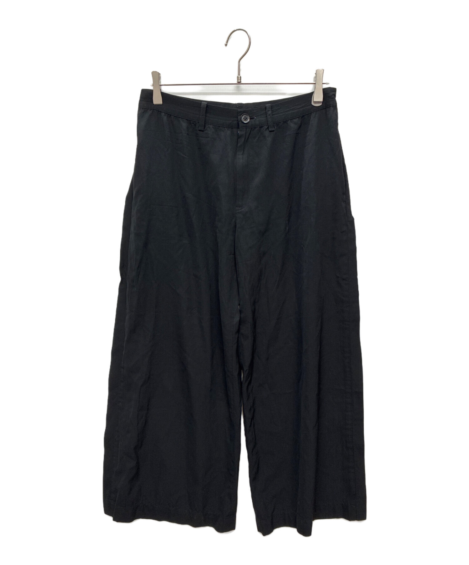 中古・古着通販】Y's (ワイズ) ウールギャバ ワイドパンツ ブラック