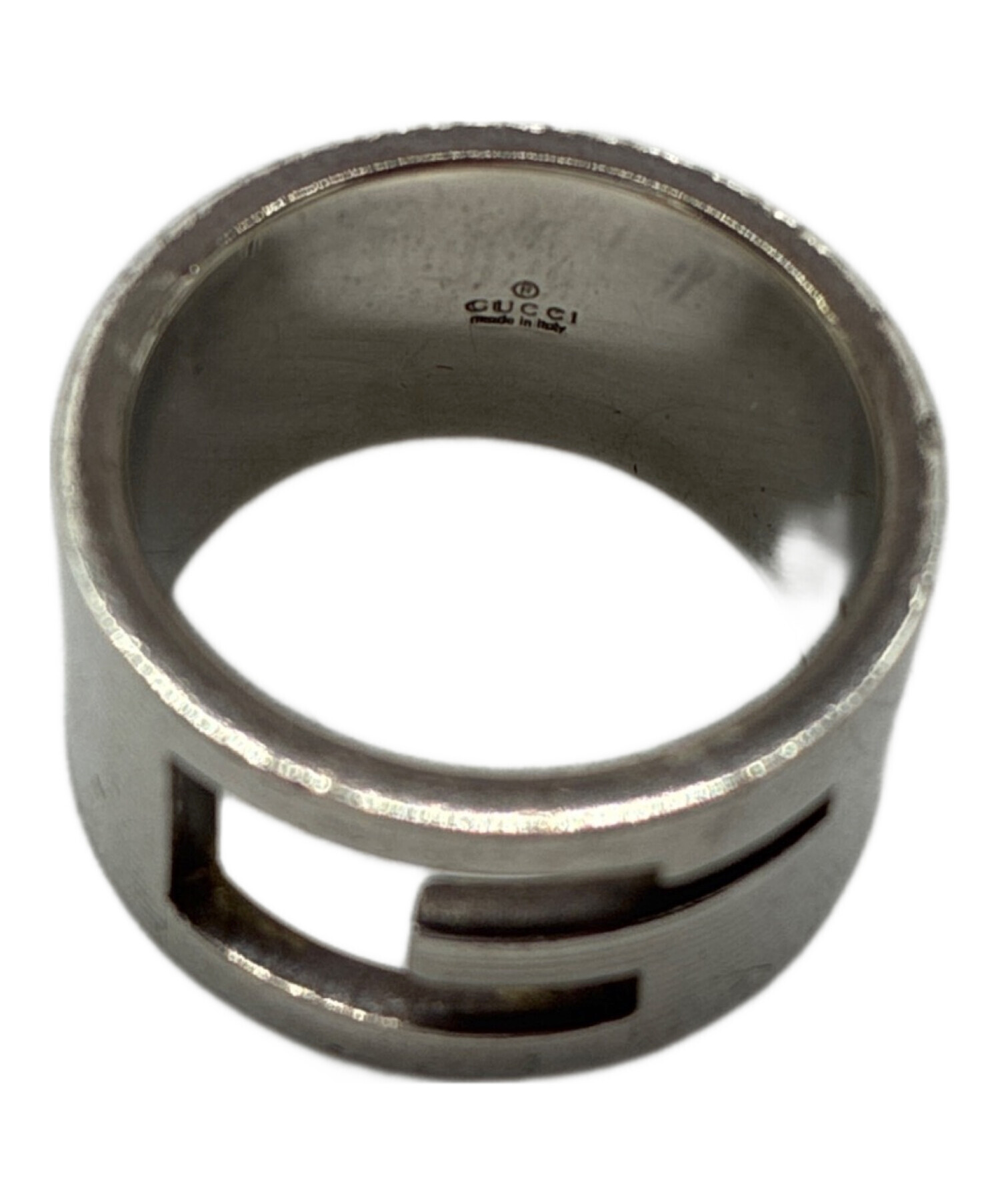 未使用品 GUCCI グッチ スエード シルバープレートロゴ 36 1/2 中古・古着通販】GUCCI (グッチ) ブランデッドG リング シルバー
