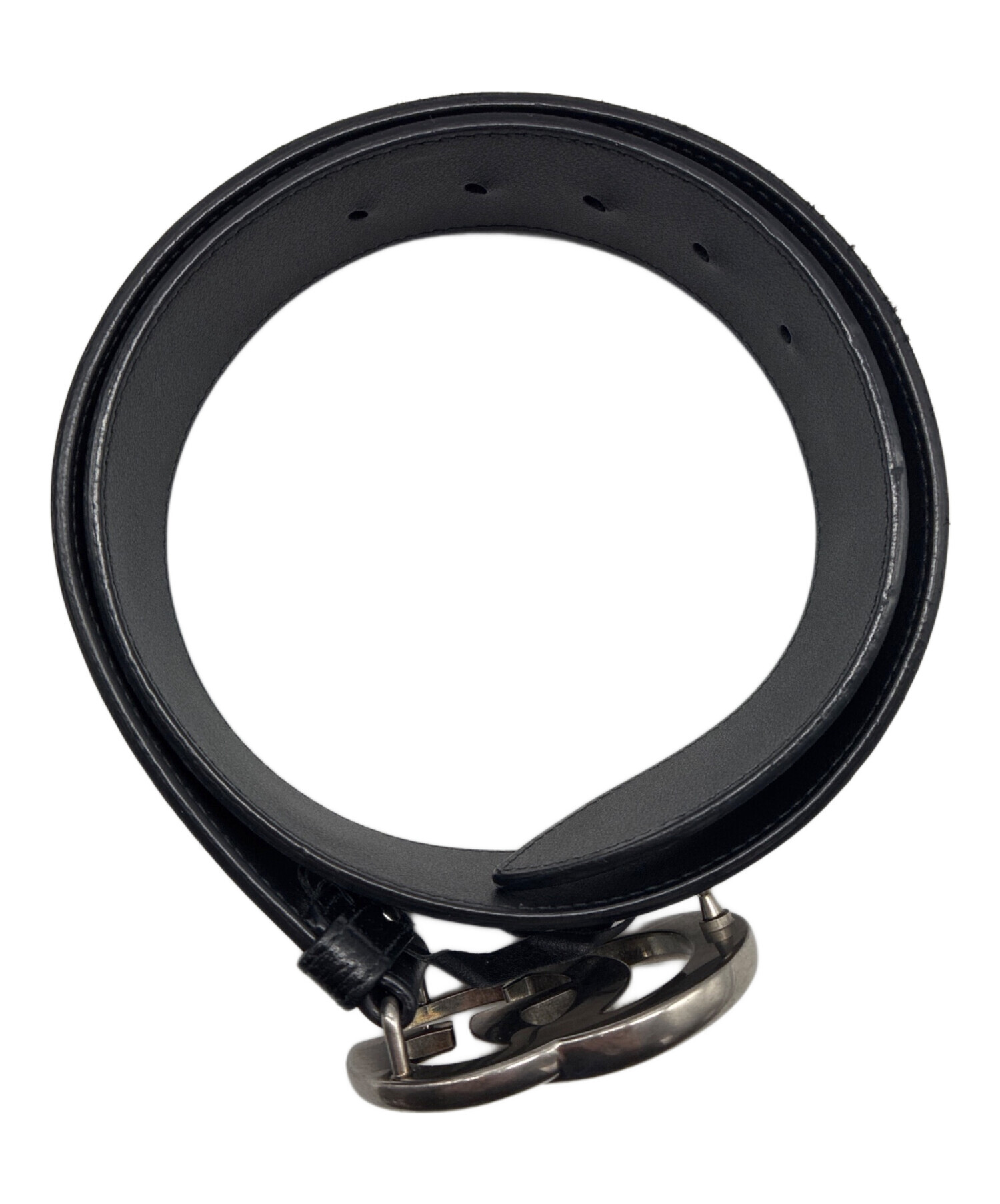 中古・古着通販】GUCCI (グッチ) ダブルG レザーベルト ブラック