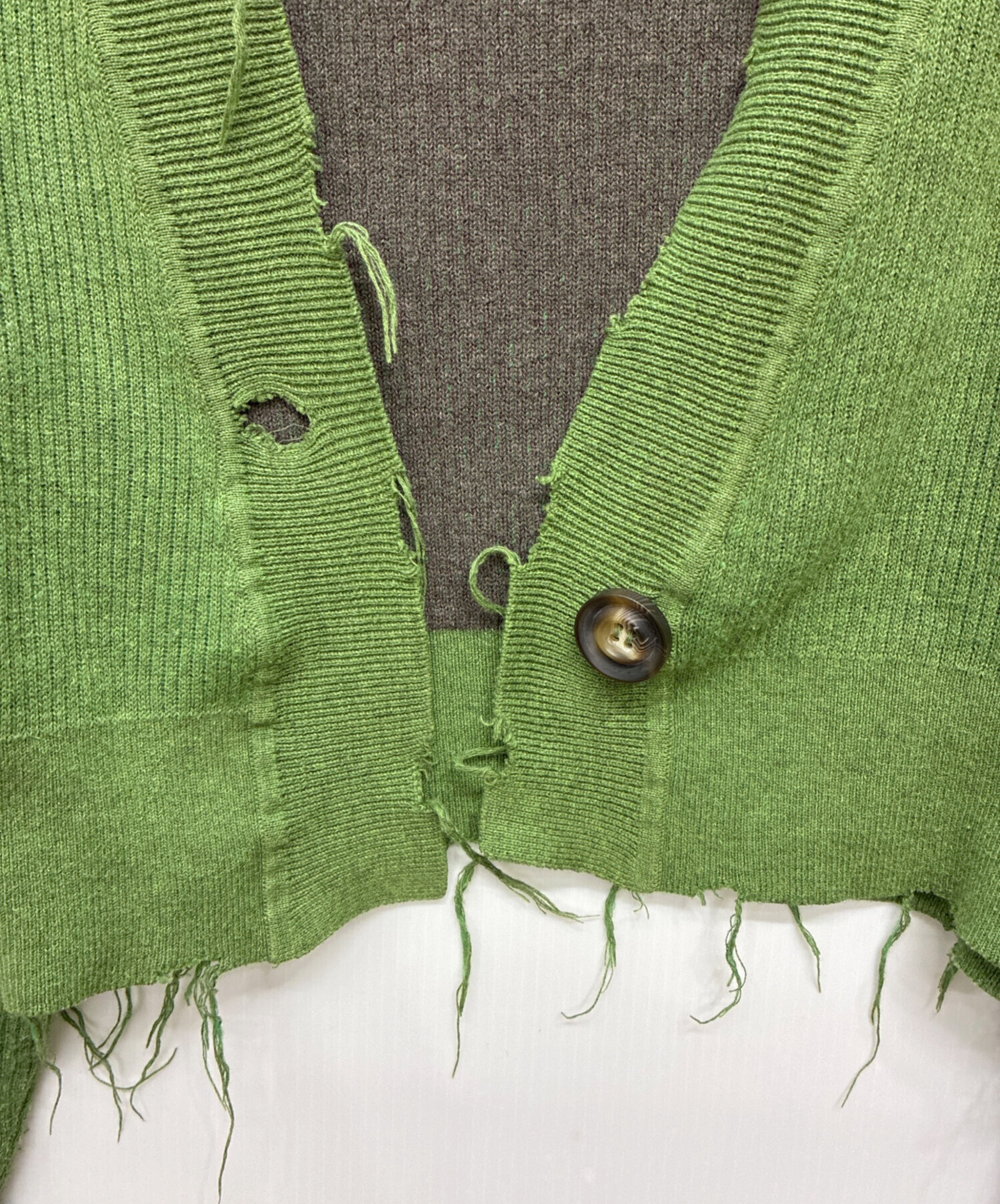 PERVERZE パーバーズ ニットビスチェ グリーン 中古・古着通販】PERVERZE (パーバーズ) Double Face Rib Cardigan