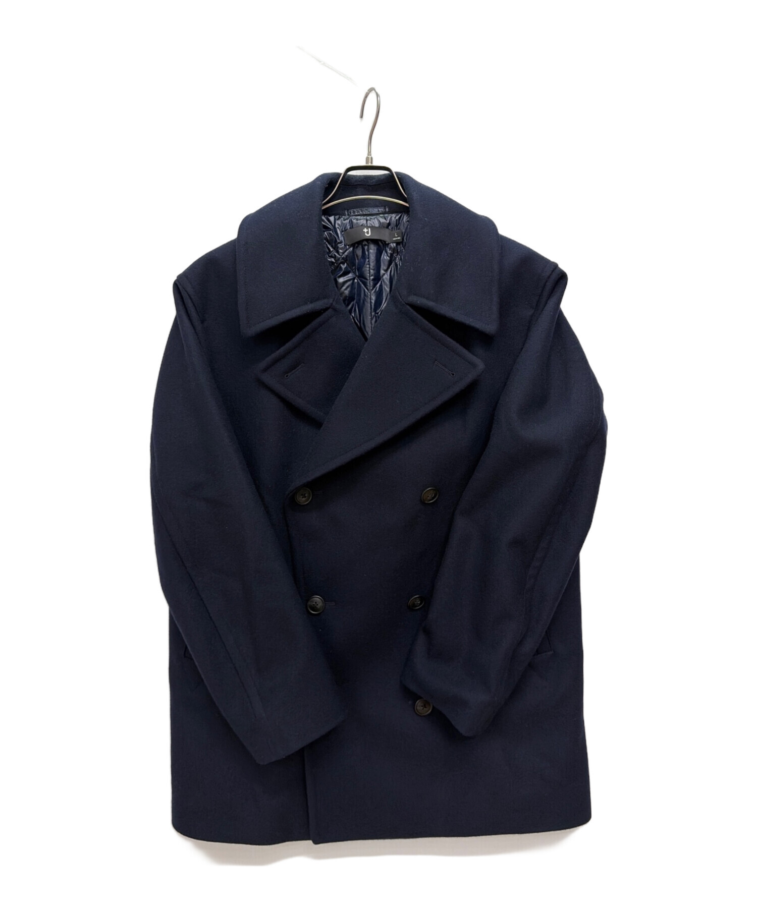 ユニクロ UNIQLO +Jウールブレンドオーバーサイズピーコートネイビー