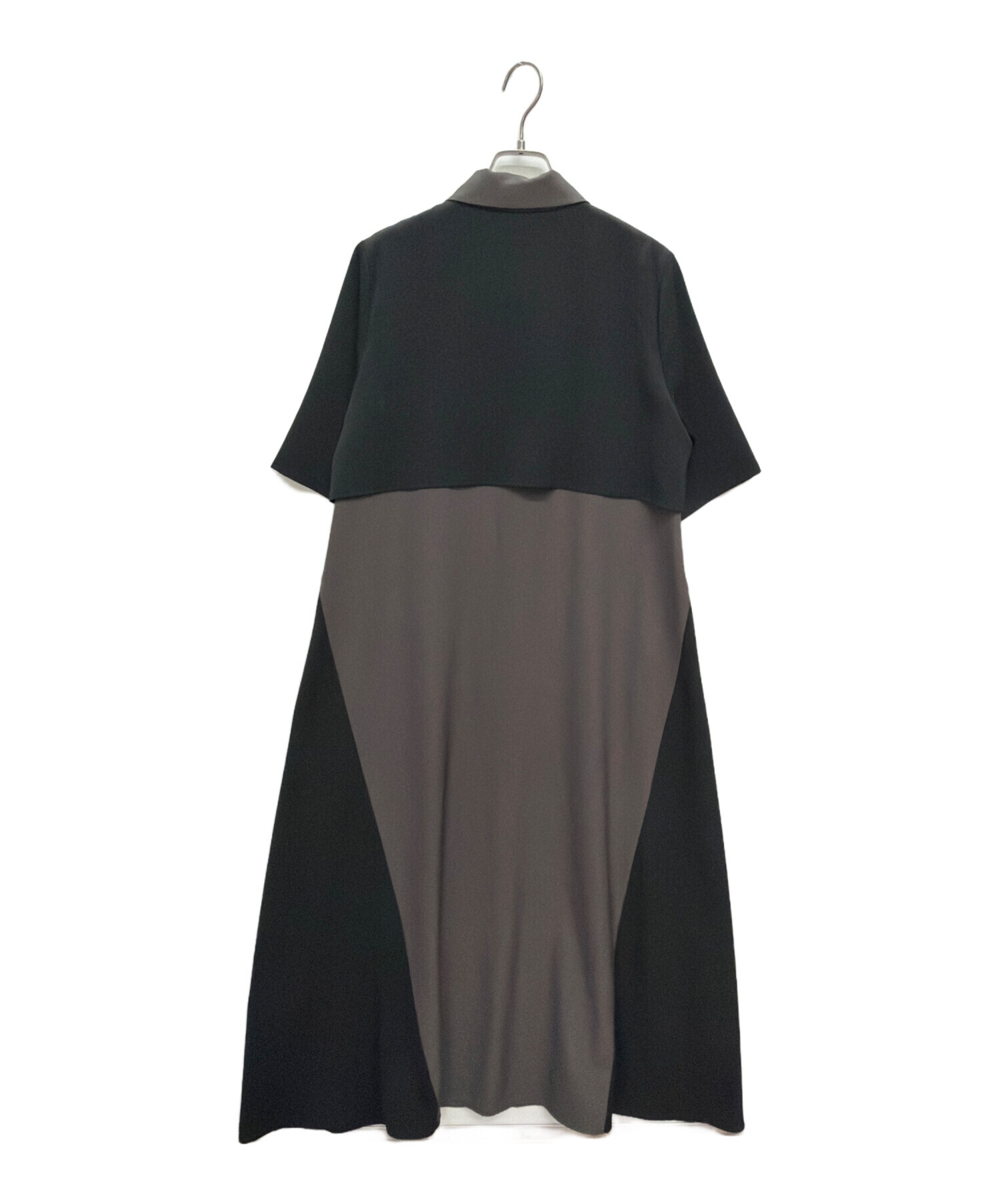 中古・古着通販】HARE (ハレ) バイカラー半袖ワンピース ブラック