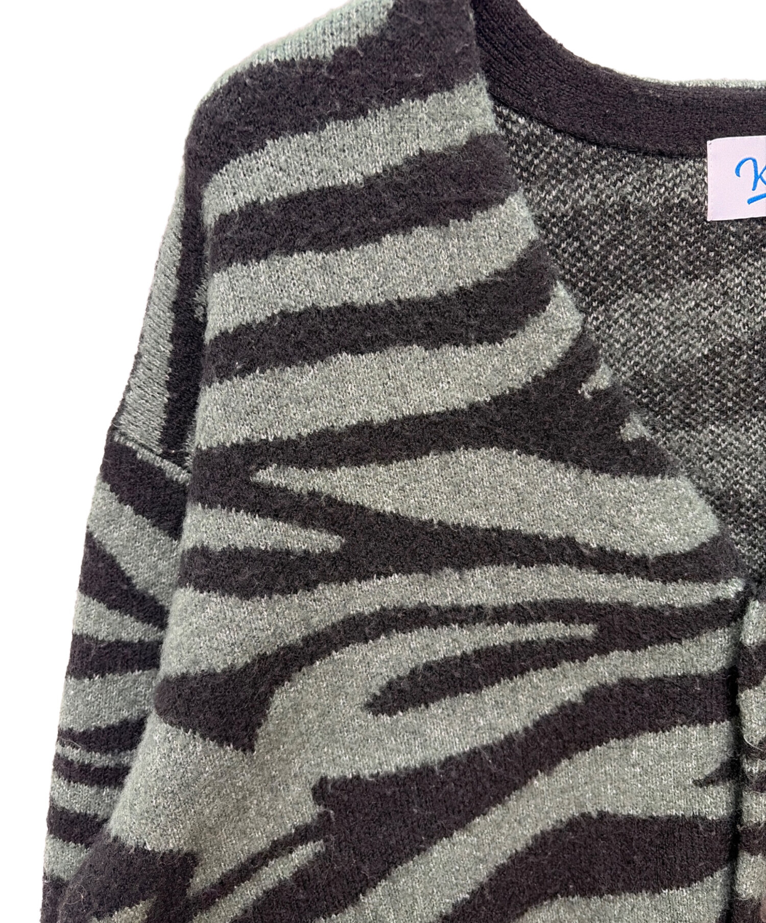 中古・古着通販】KEBOZ (ケボズ) ZEBRA KNIT CARDIGAN ブラック 