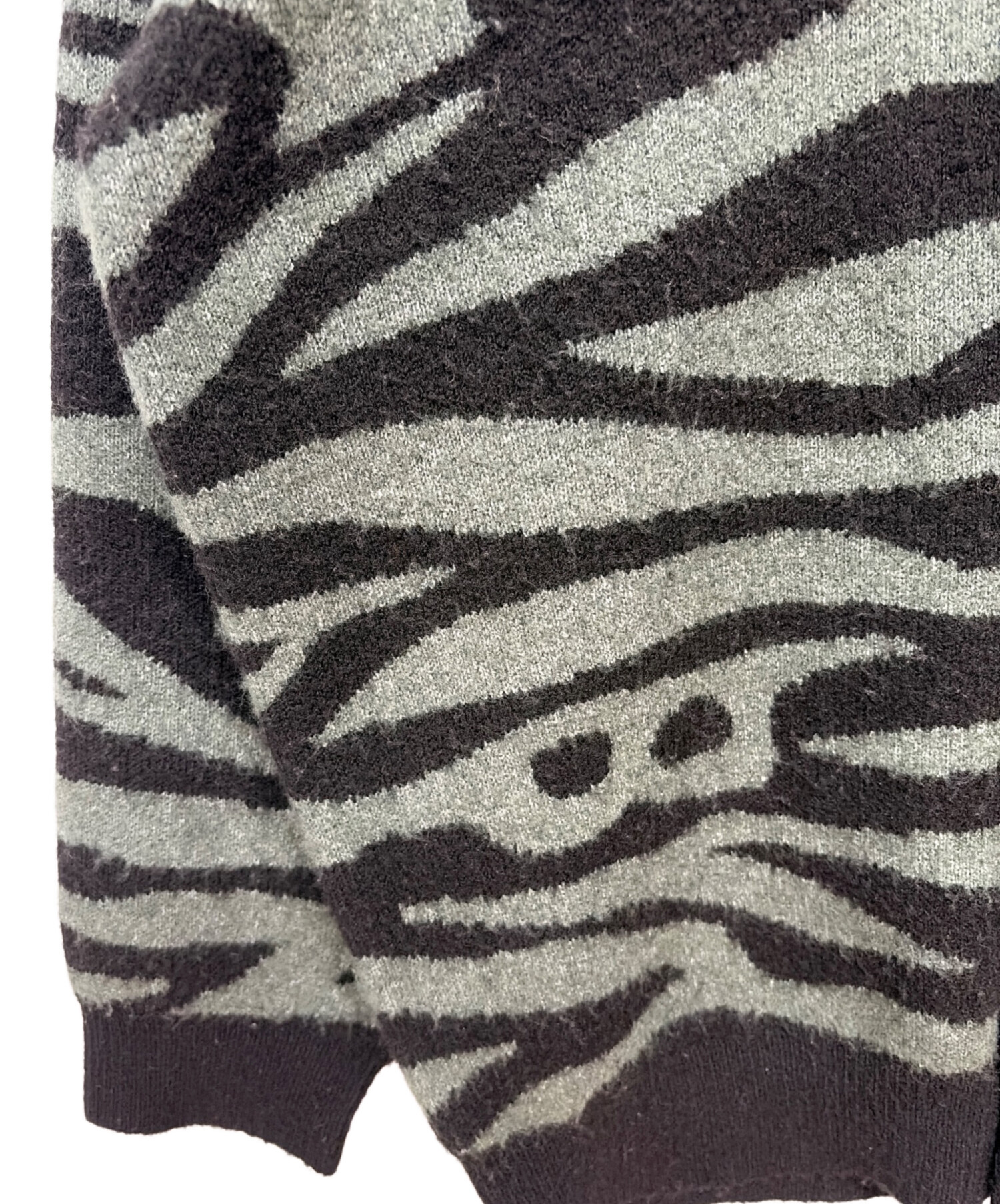 中古・古着通販】KEBOZ (ケボズ) ZEBRA KNIT CARDIGAN ブラック 