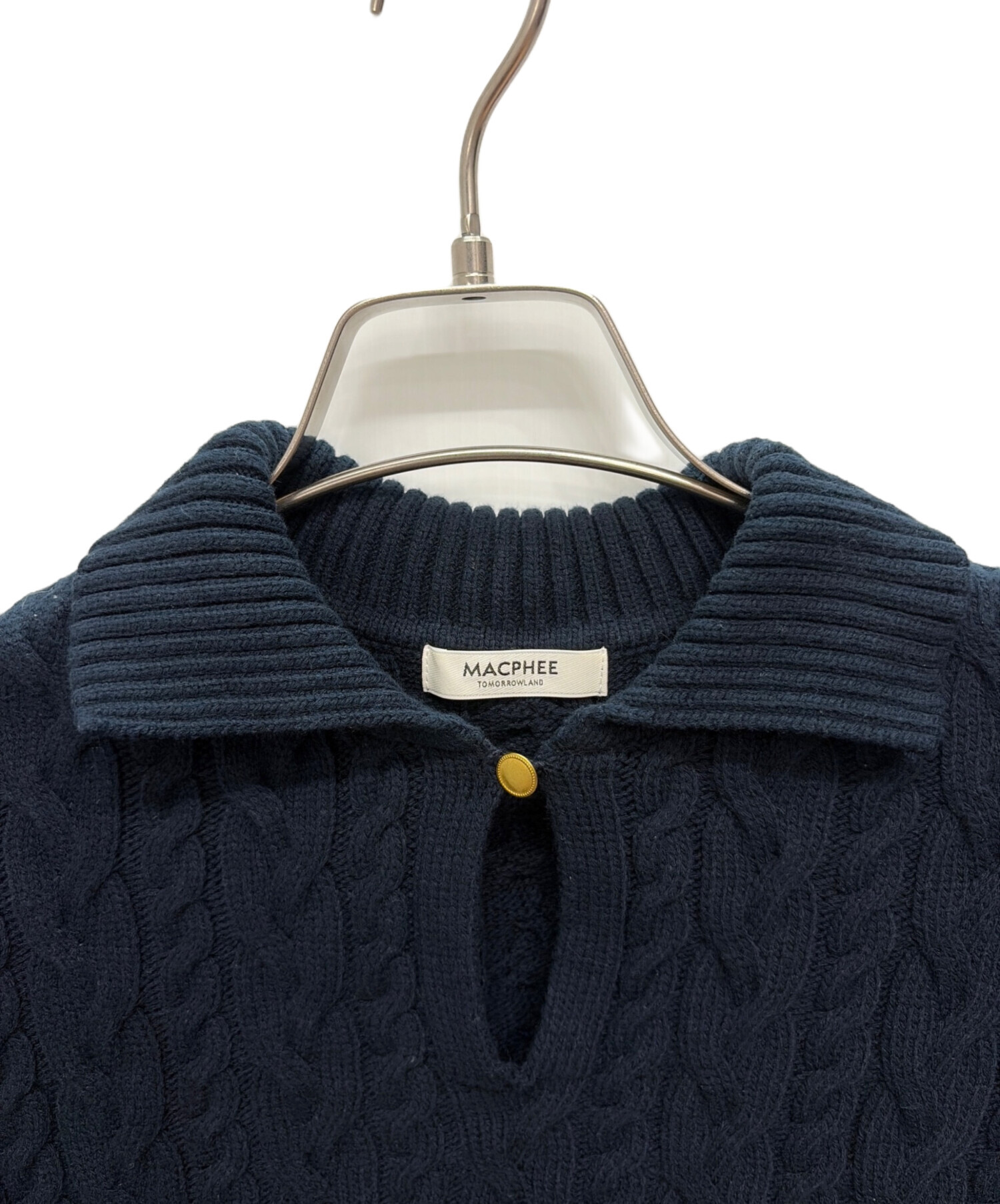 MACPHEE/マカフィー_刺繍入りネイビー半袖ブラウス MACPHEE（マカフィー） ブラウス シャツ コットンセルロースデニム