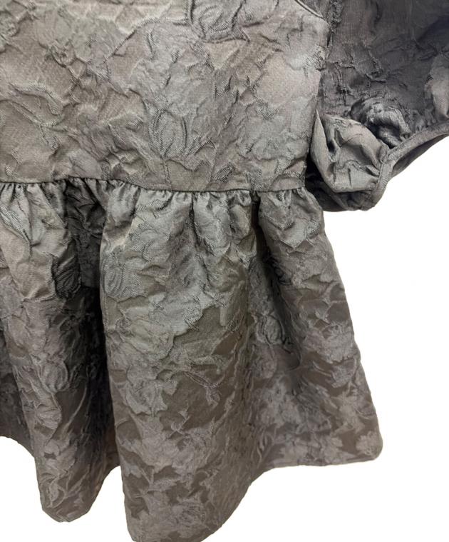 【MM】OHGA オーガ　JACQUARD ジャガードブラウス 中古・古着通販】OHGA (オオガ) フラワージャガードブラウス ブラック