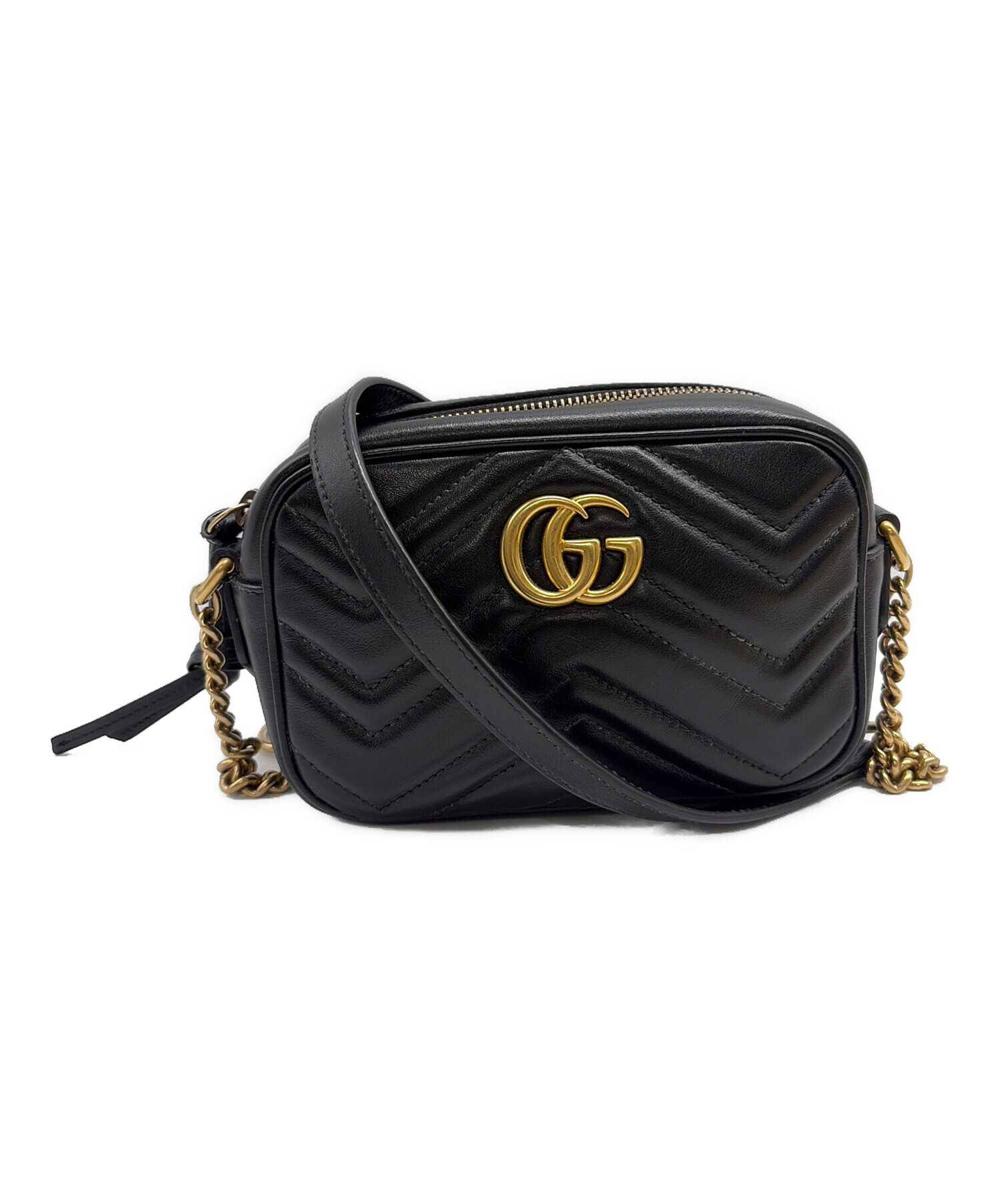 中古・古着通販】GUCCI (グッチ) チェーンショルダーバッグ ブラック 