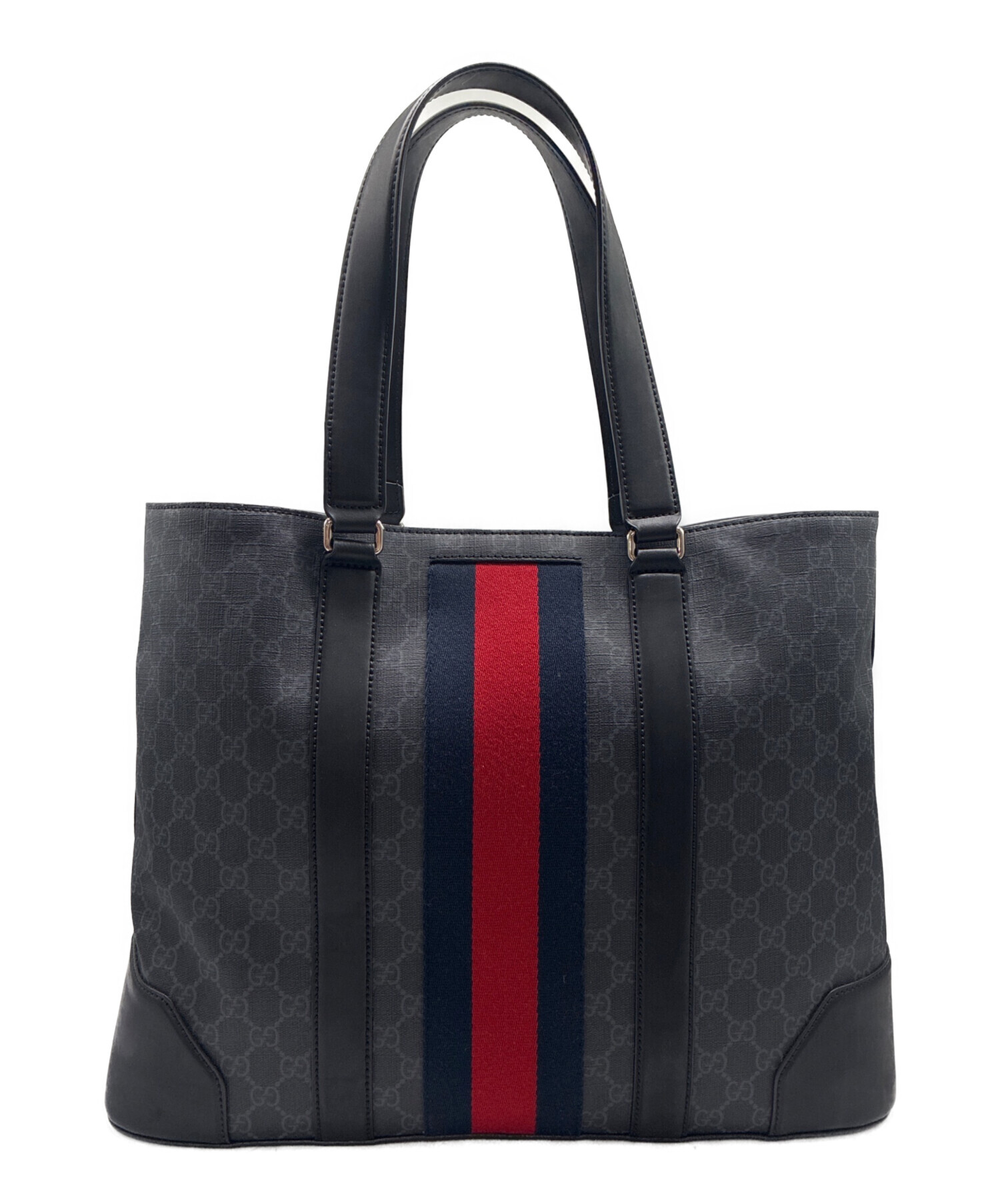 み*い様 GGスプリームキャンバスにシェリーライン 中古・古着通販】GUCCI (グッチ) GGスプリーム シェリーライン トート
