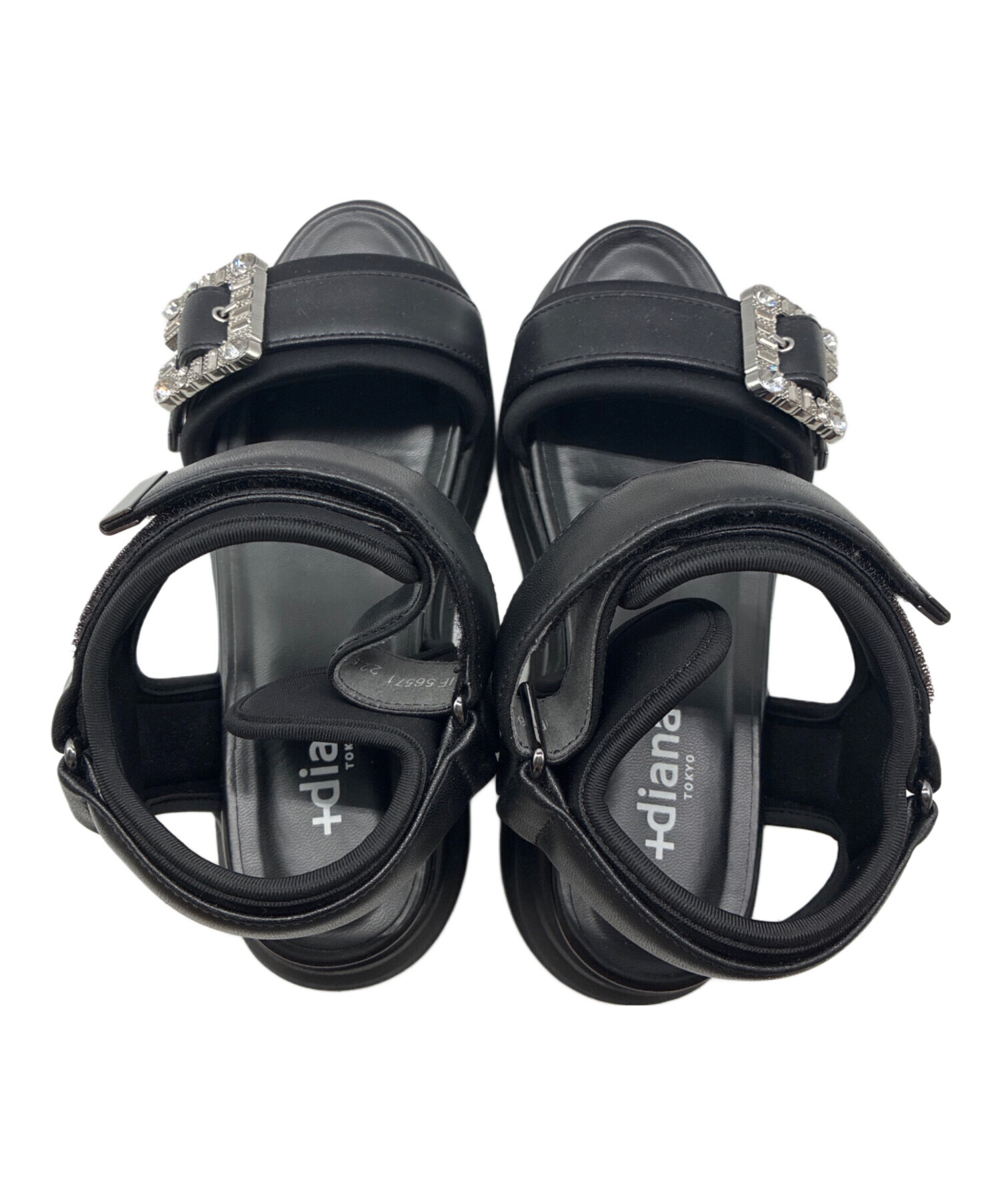 中古・古着通販】DIANA (ダイアナ) ジュエルバックルサンダル ブラック