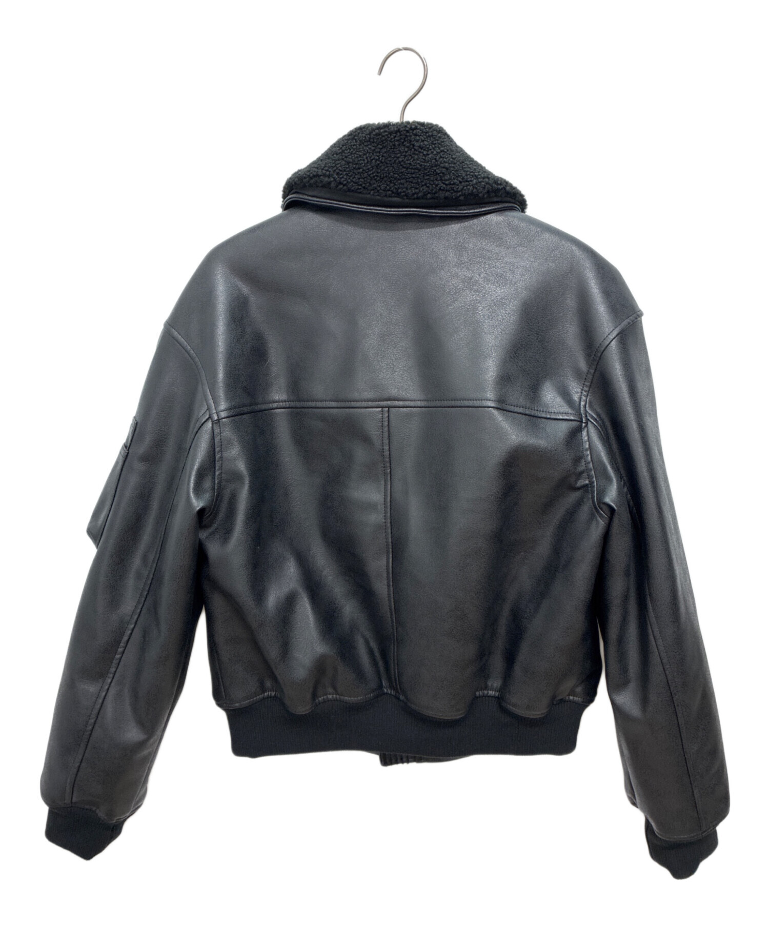 中古・古着通販】ZARA (ザラ) フェイクレザーボアジャケット ブラック
