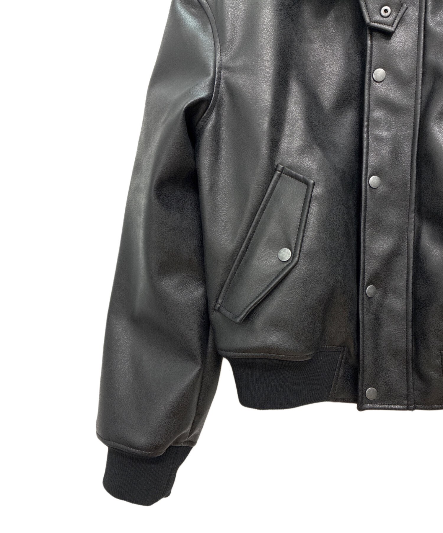 中古・古着通販】ZARA (ザラ) フェイクレザーボアジャケット ブラック