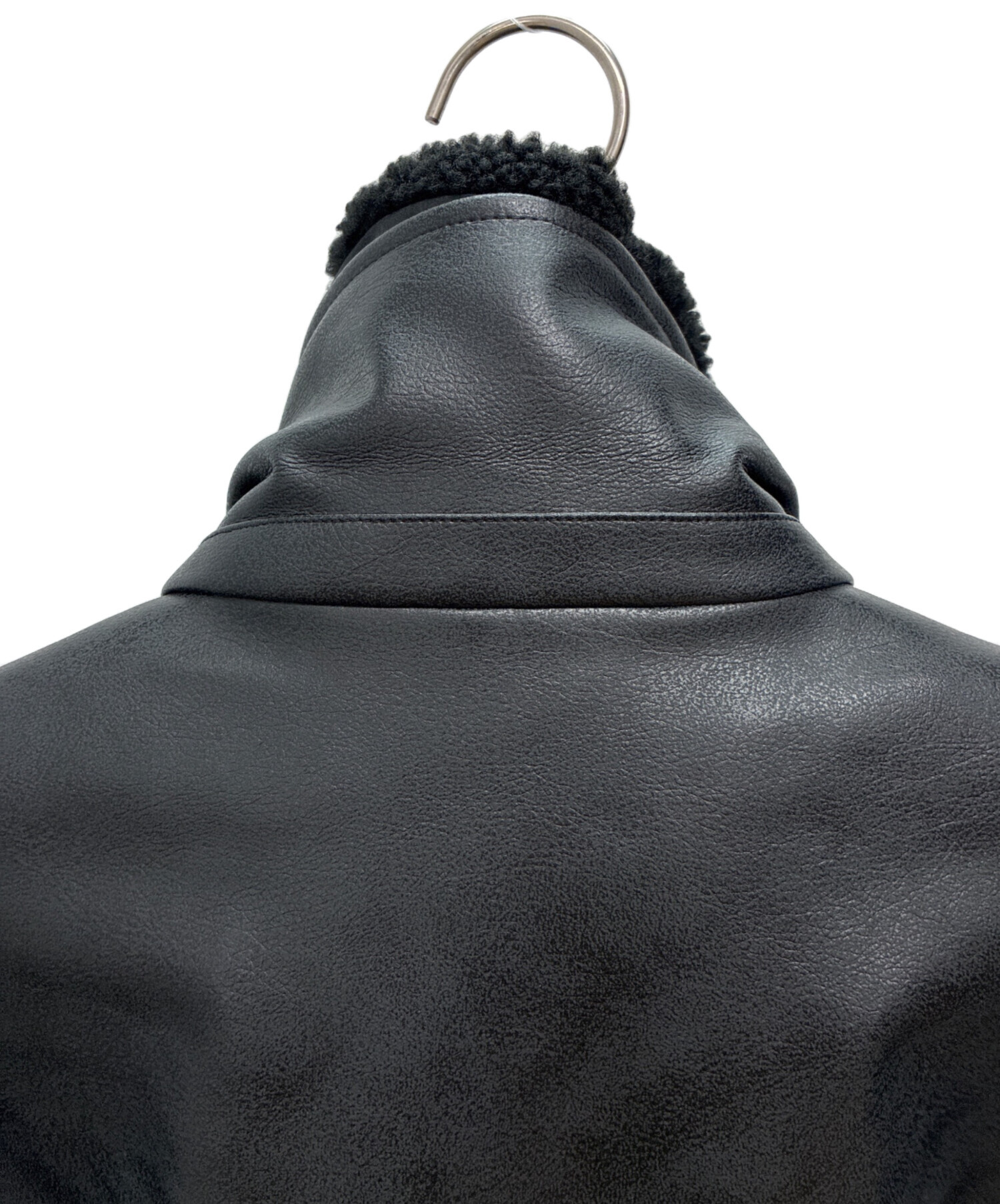 中古・古着通販】ZARA (ザラ) フェイクレザーボアジャケット ブラック