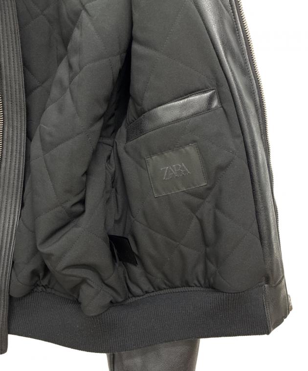 中古・古着通販】ZARA (ザラ) フェイクレザーボアジャケット ブラック